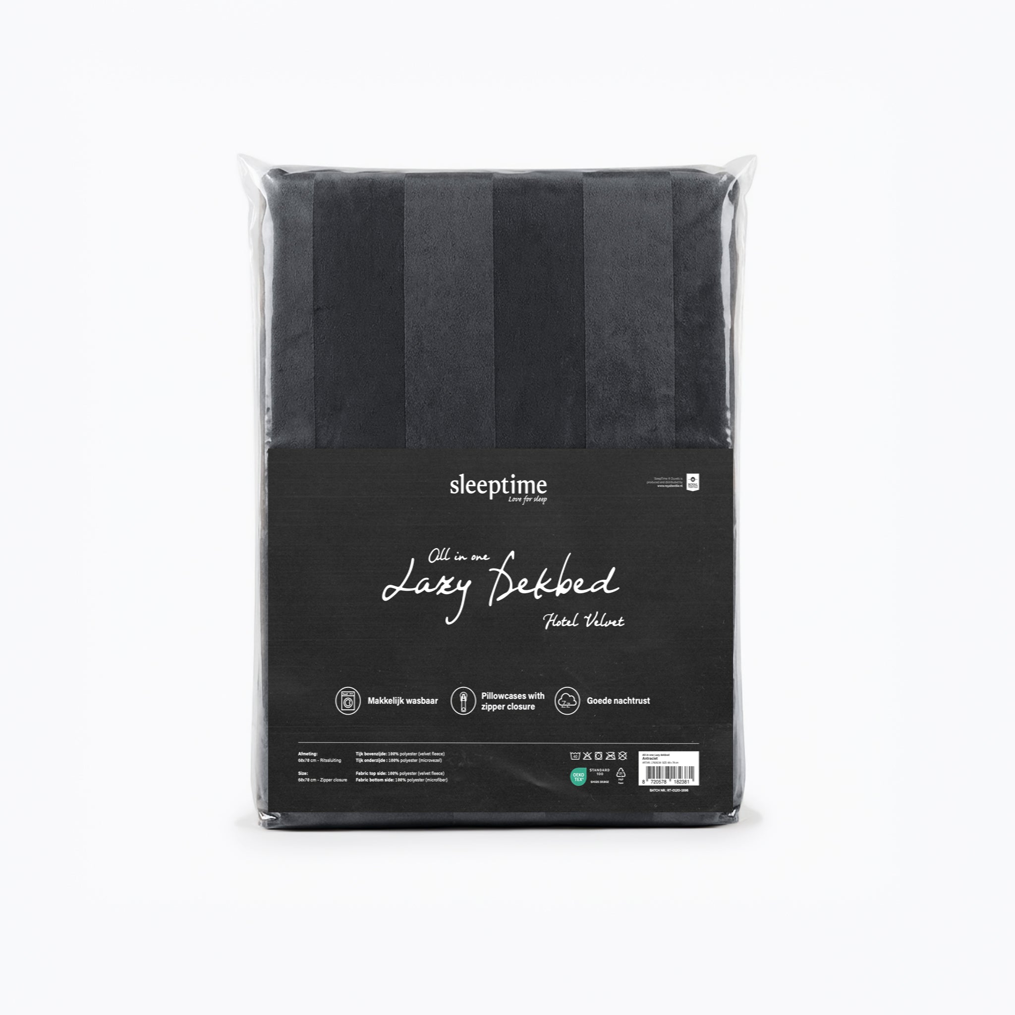 Sleeptime Kussenslopen - Hotel Velvet - 2pack - Antraciet - 60x70 cm