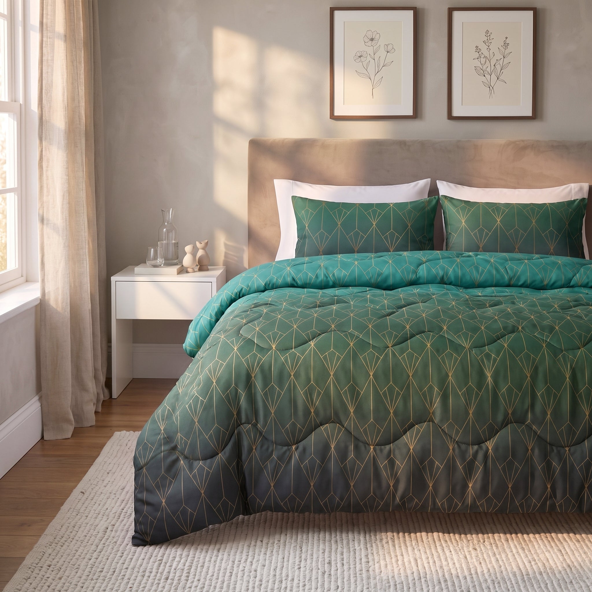 Sleeptime Lazy Dekbed - Bowen Groen - Voor het hele jaar + Slopen