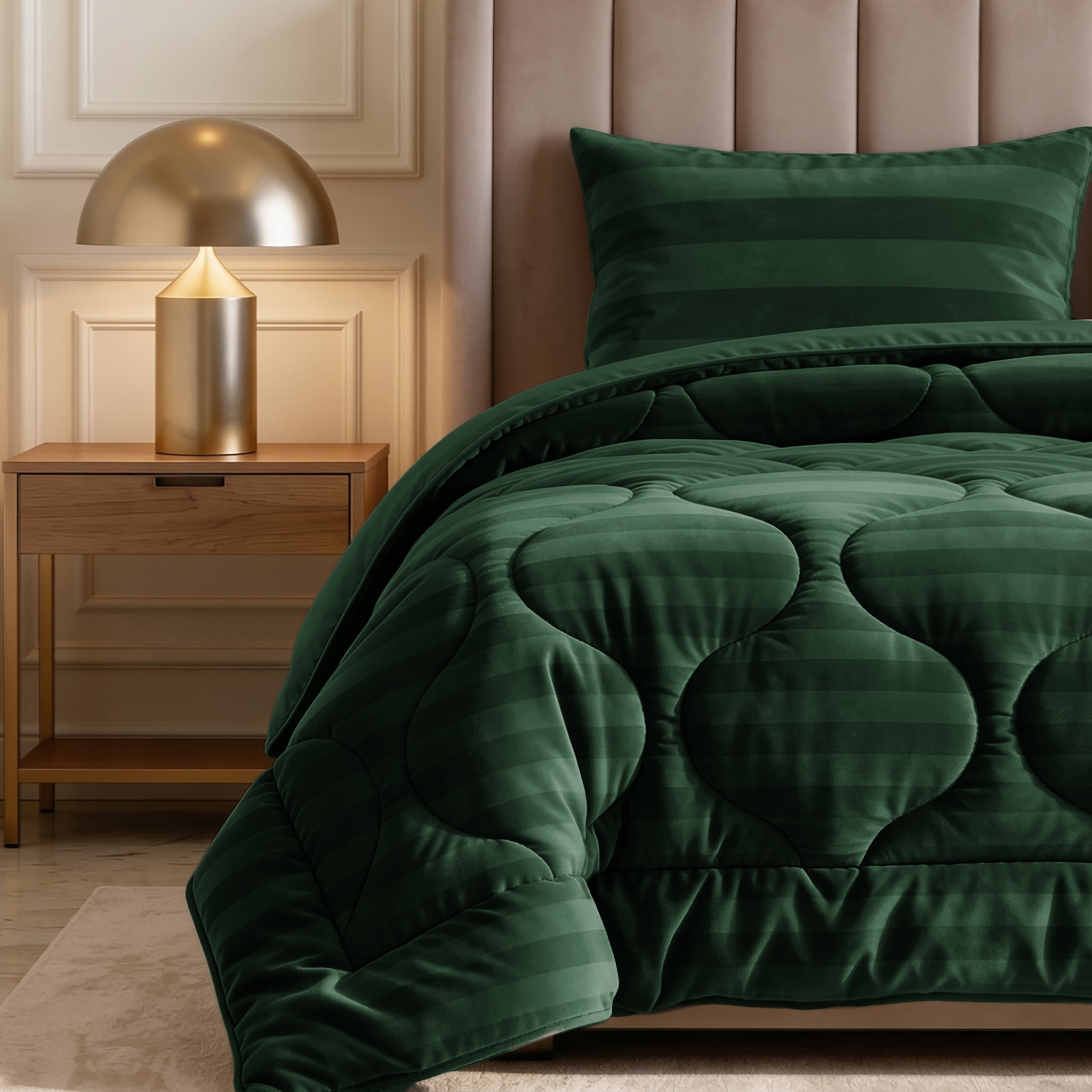 Sleeptime Lazy Dekbed - Hotel Velvet - Dark Green - Voor het hele jaar