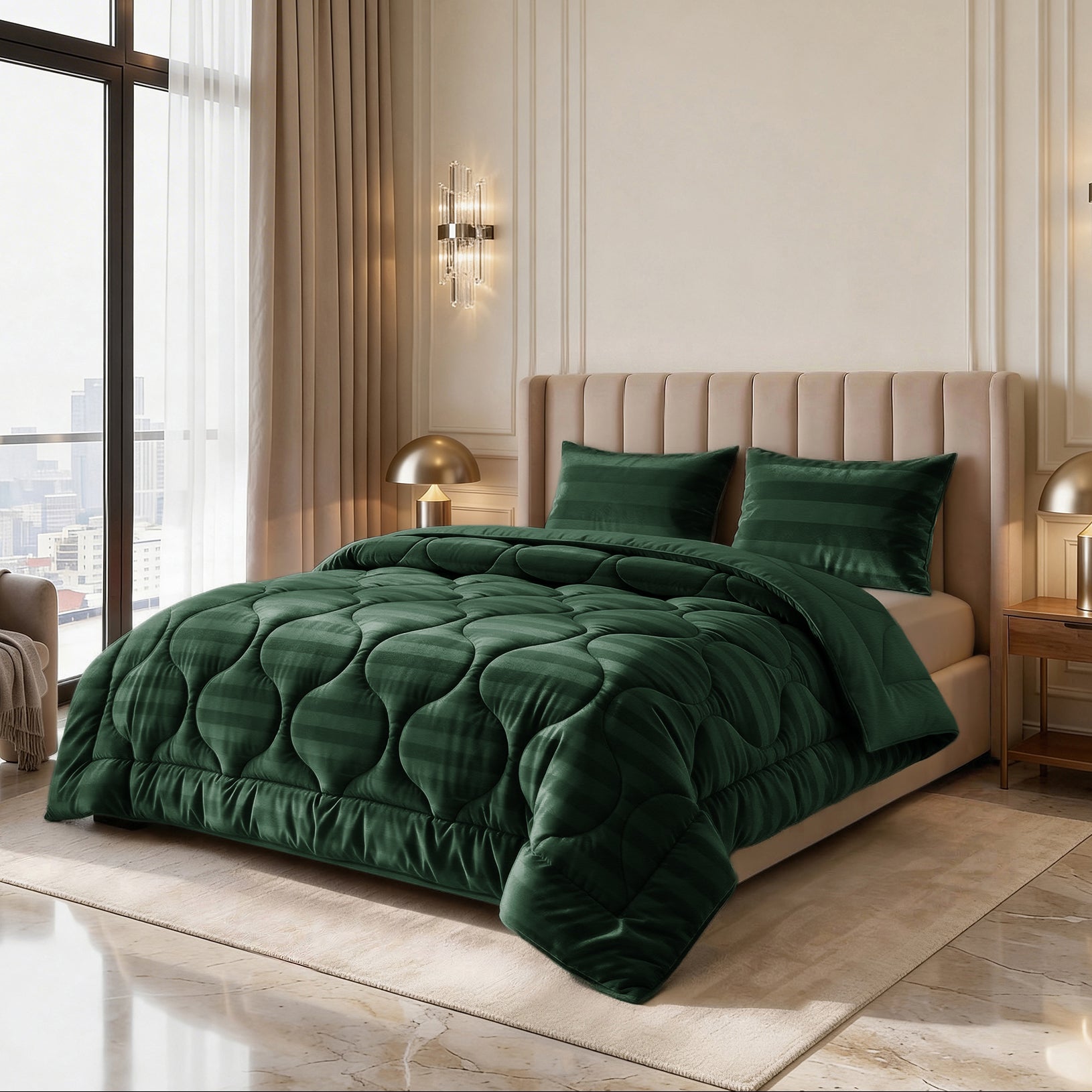 Sleeptime Lazy Dekbed - Hotel Velvet - Dark Green - Voor het hele jaar