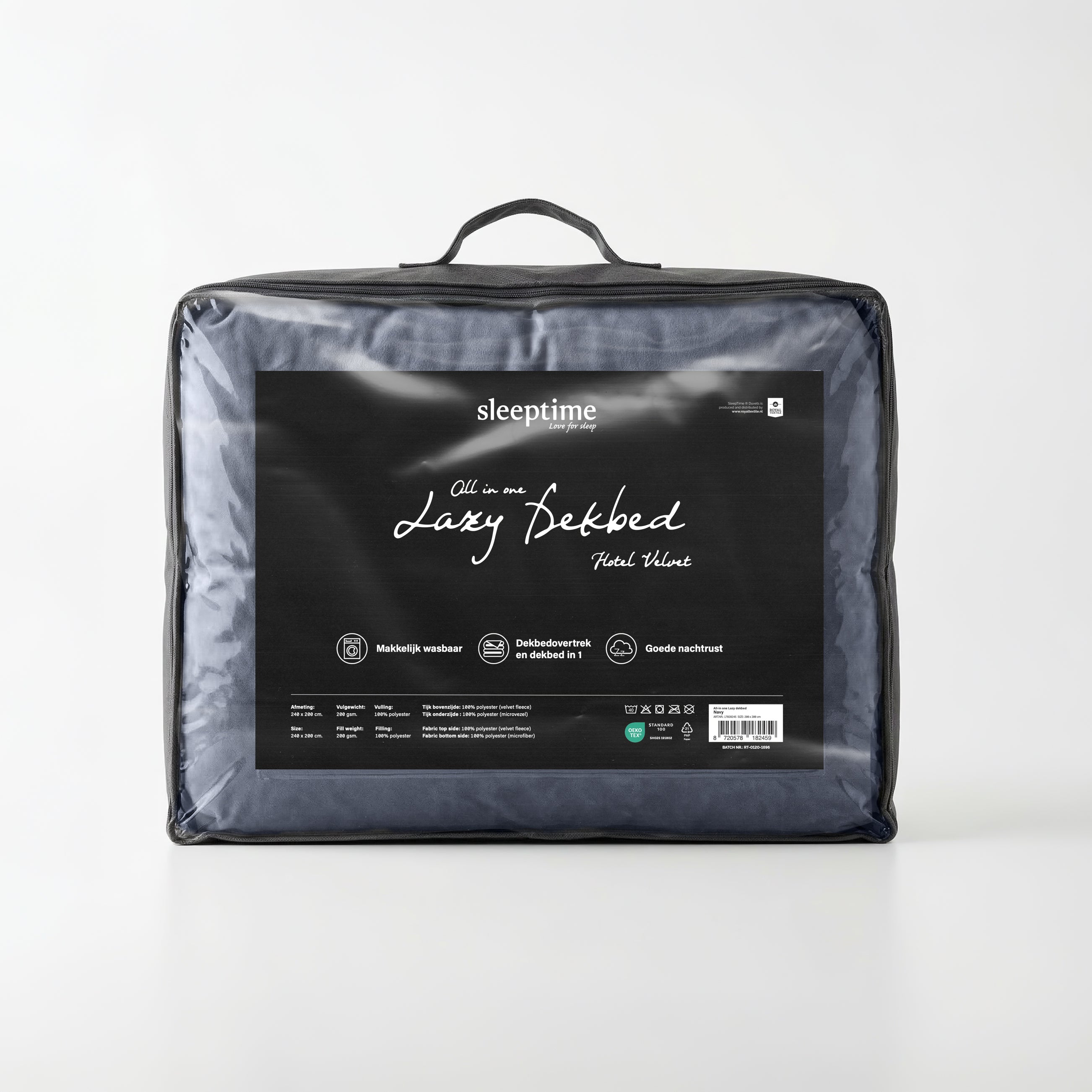 Sleeptime Lazy Dekbed - Hotel Velvet - Navy Blauw - Voor het hele jaar
