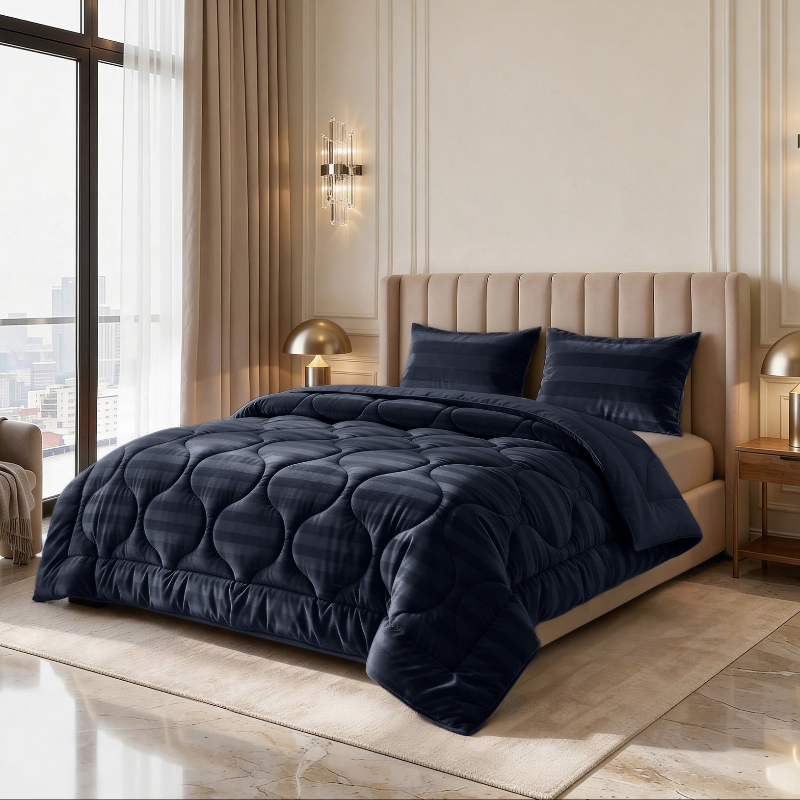 Sleeptime Lazy Dekbed - Hotel Velvet - Navy Blauw - Voor het hele jaar