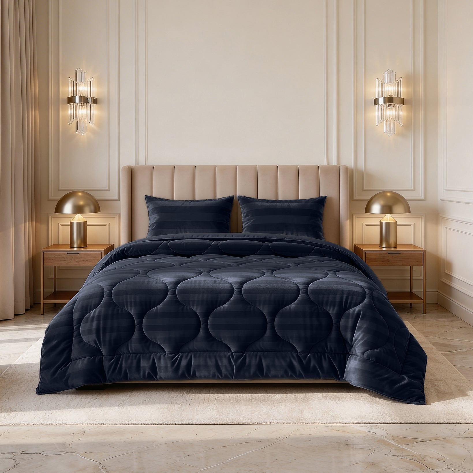 Sleeptime Lazy Dekbed - Hotel Velvet - Navy Blauw - Voor het hele jaar