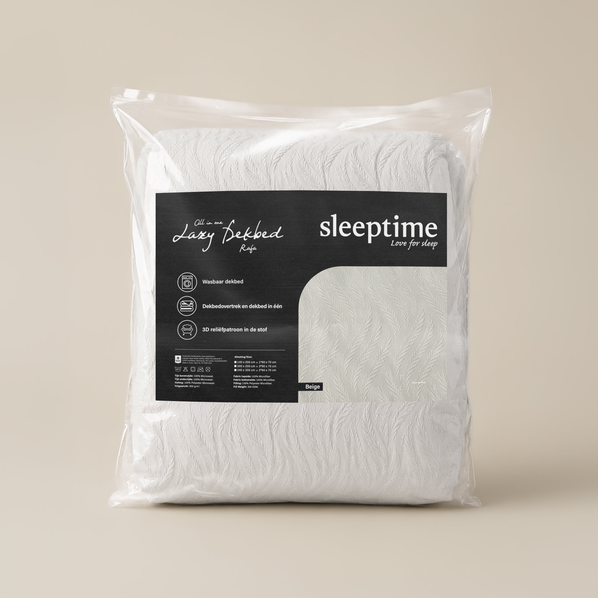 Sleeptime Lazy Dekbed - Rafa Beige - Voor het hele jaar + Kussenslopen