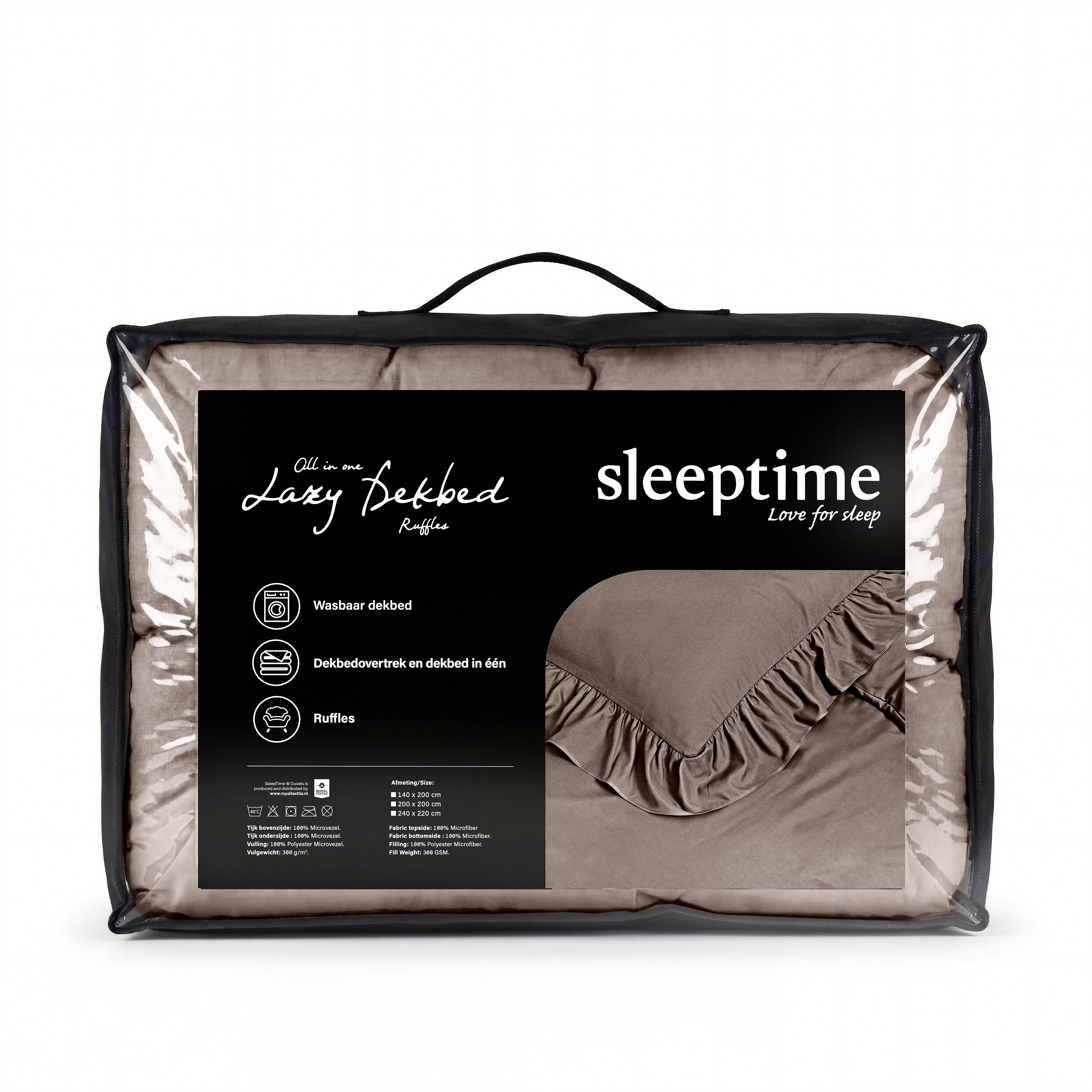 Sleeptime Lazy Dekbed - Ruffles - Taupe - Voor het hele jaar