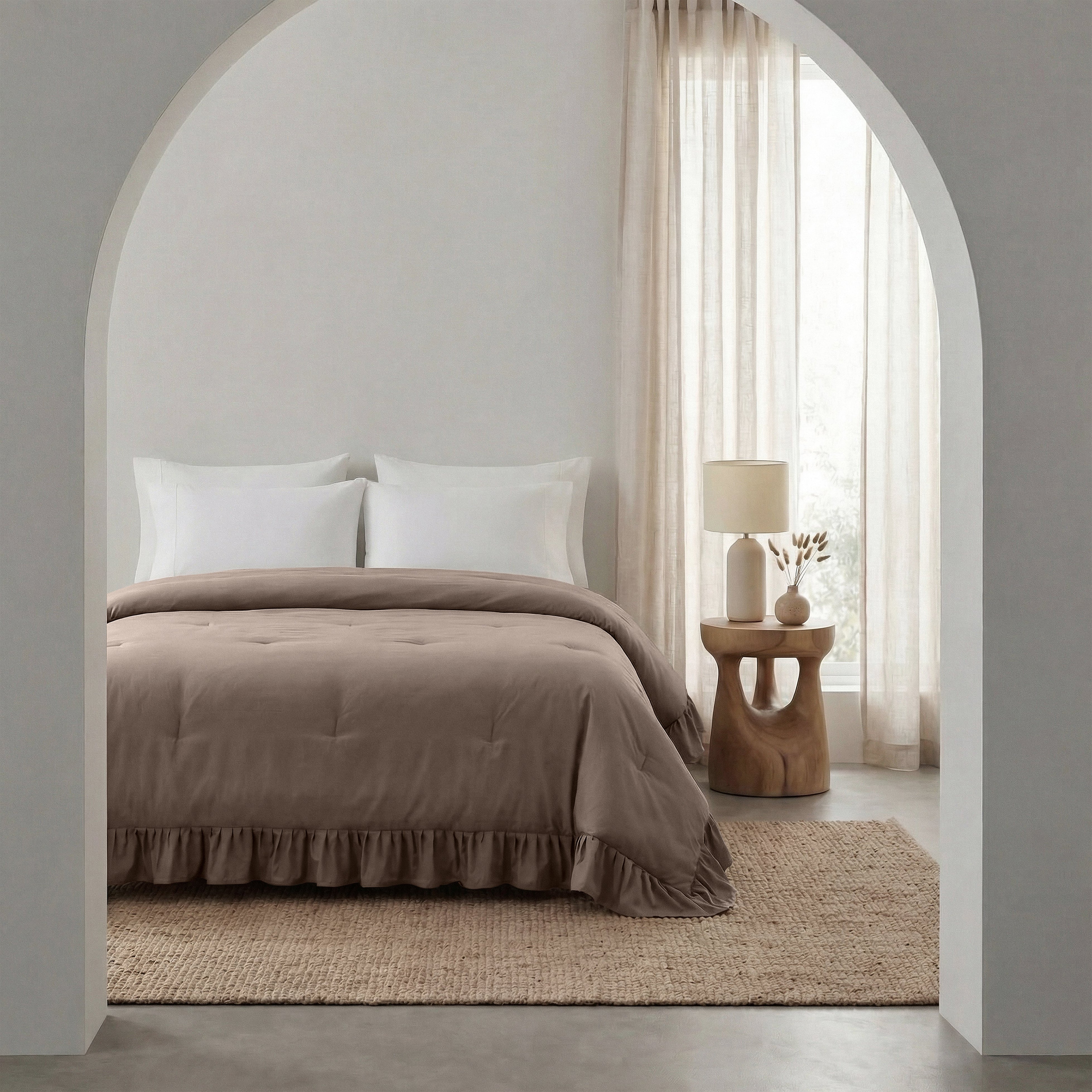 Sleeptime Lazy Dekbed - Ruffles - Taupe - Voor het hele jaar