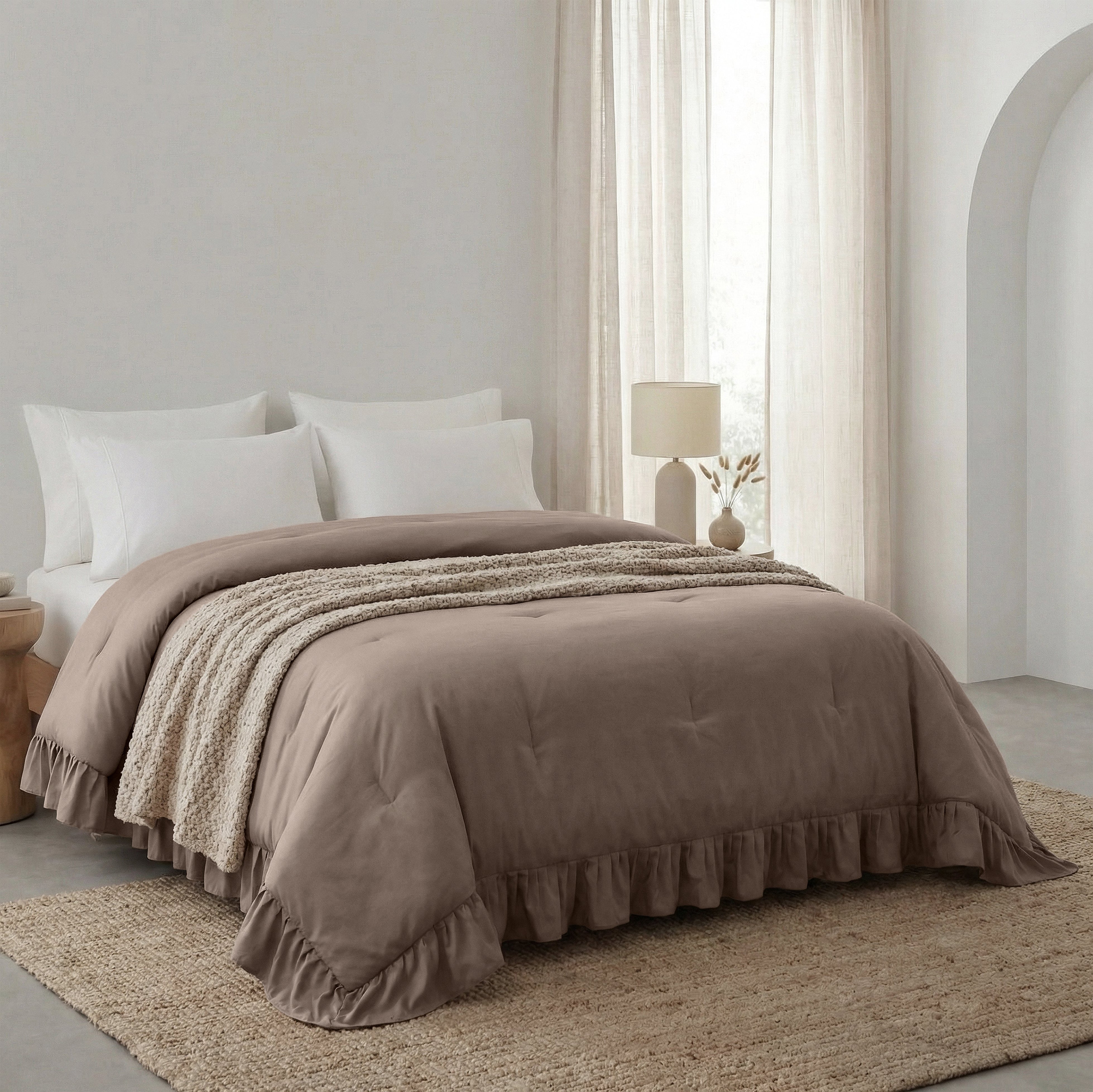 Sleeptime Lazy Dekbed - Ruffles - Taupe - Voor het hele jaar