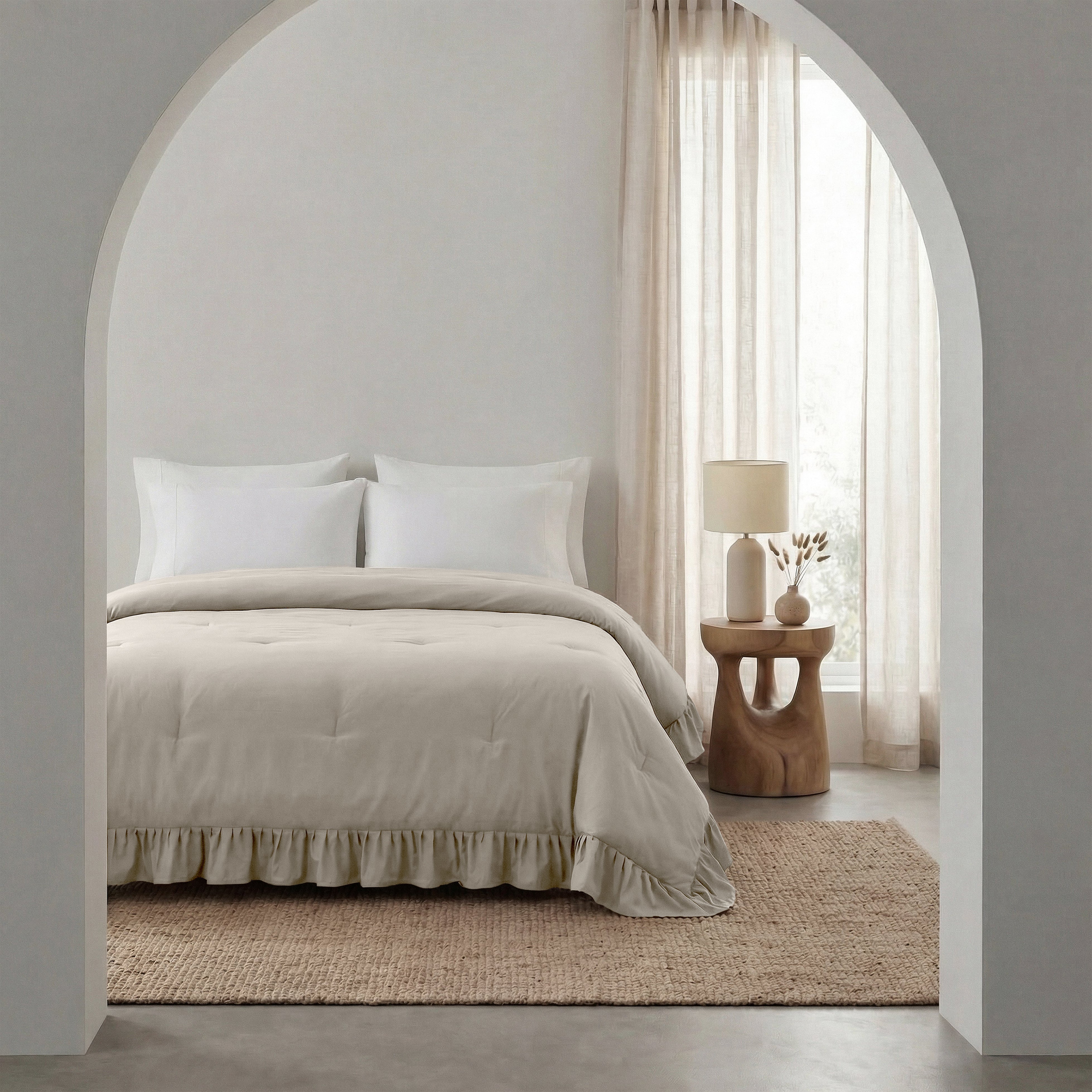 Sleeptime Lazy Dekbed - Ruffles - Taupe/Grijs - Voor het hele jaar
