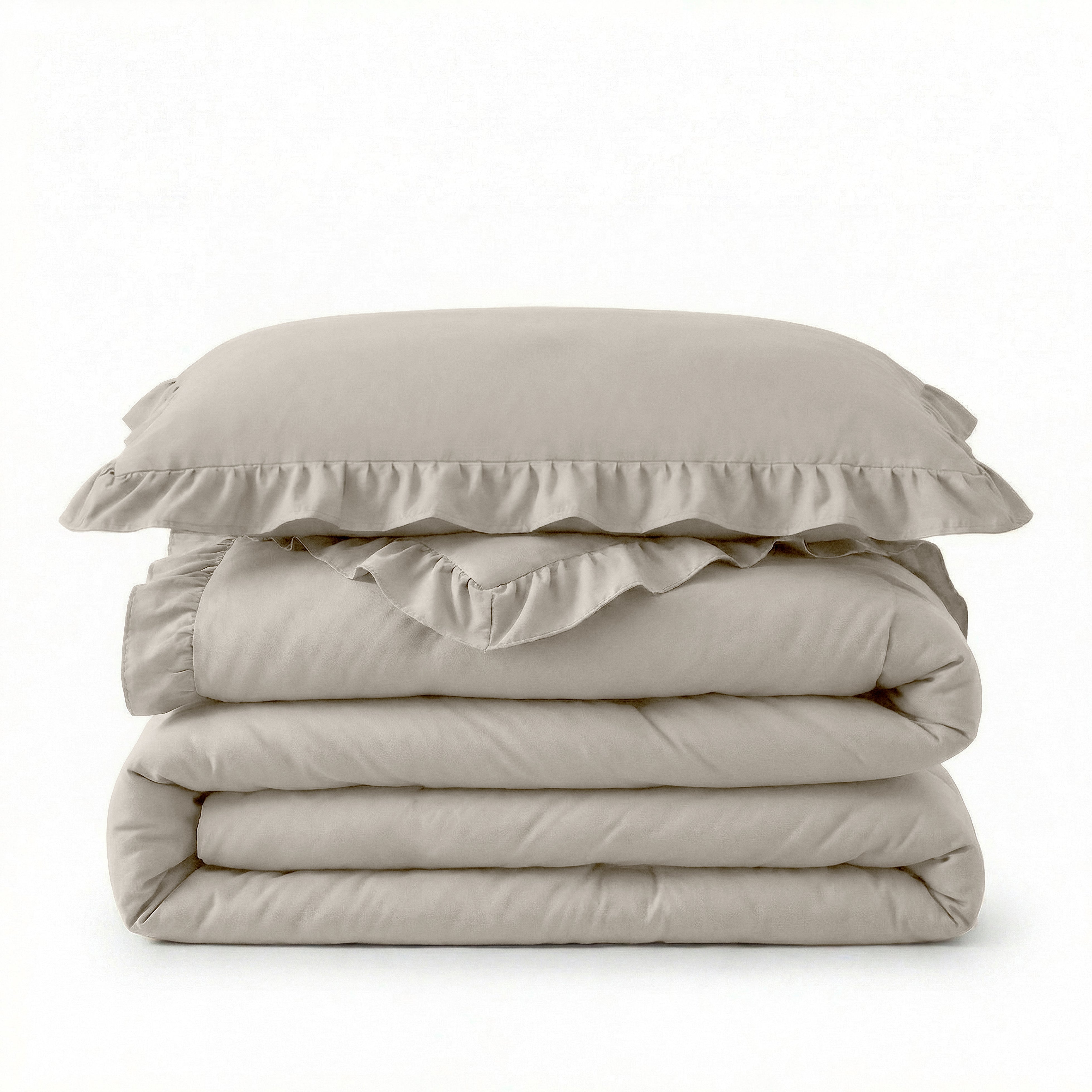 Sleeptime Lazy Dekbed - Ruffles - Taupe/Grijs - Voor het hele jaar