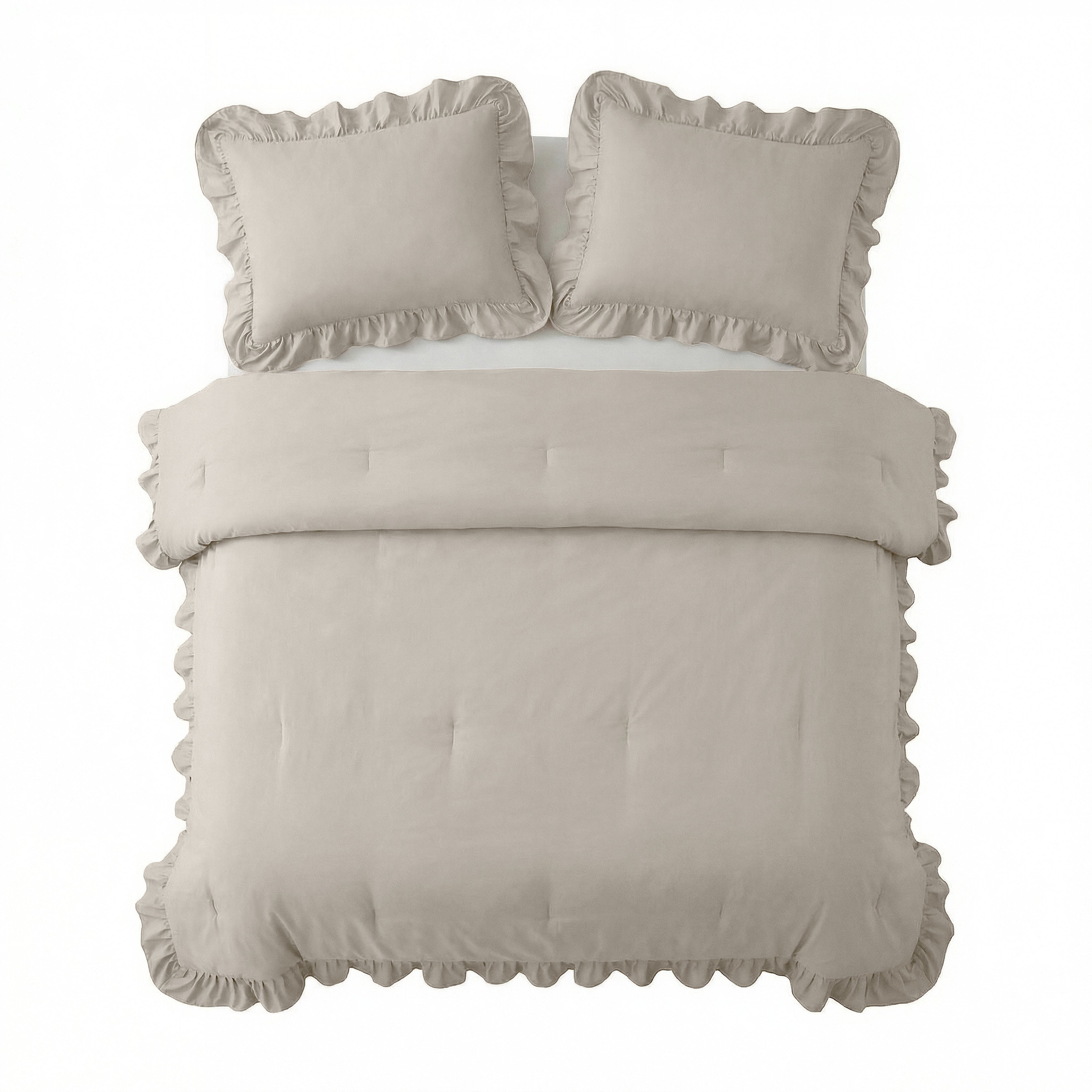 Sleeptime Lazy Dekbed - Ruffles - Taupe/Grijs - Voor het hele jaar