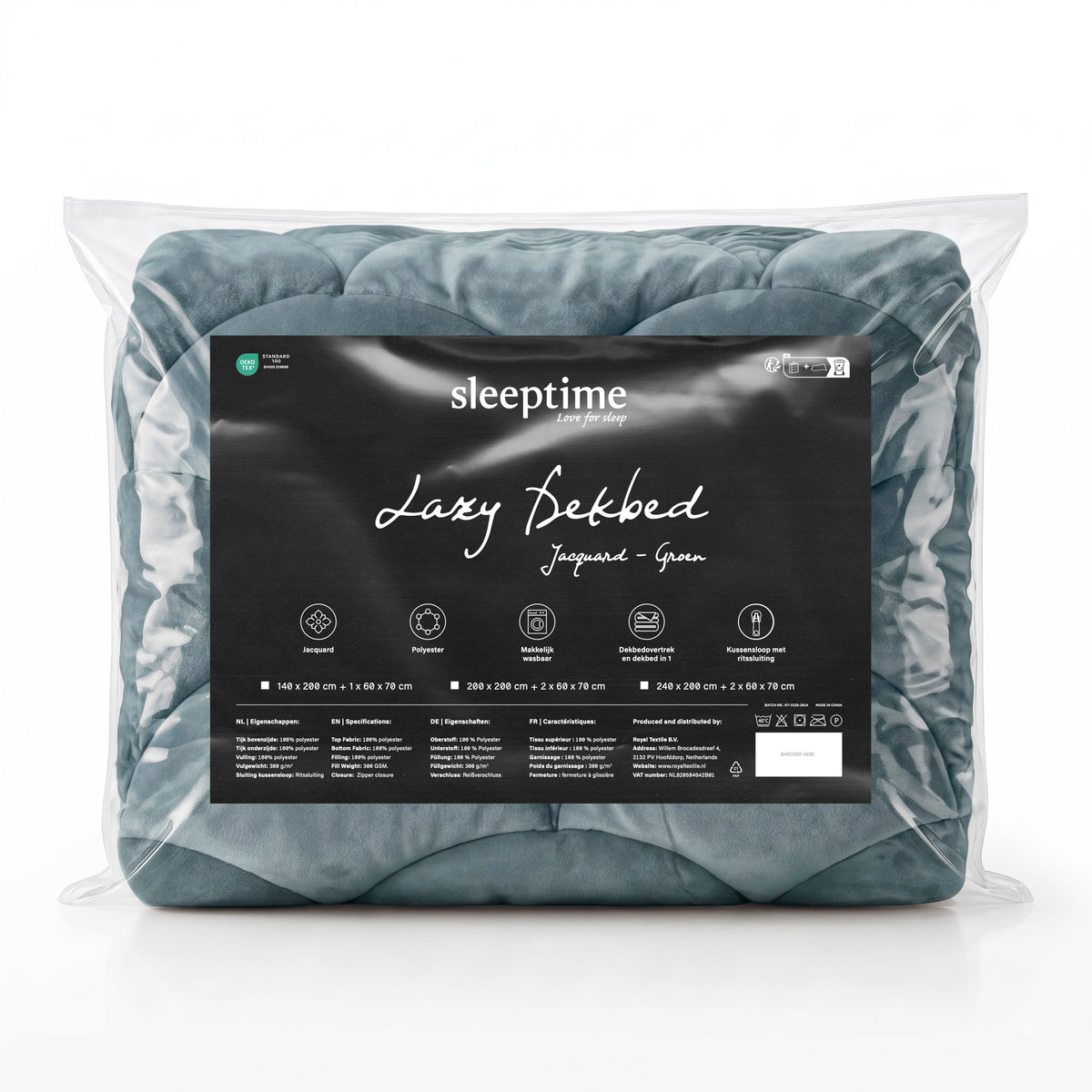 Sleeptime Lazy Dekbed - Teddy/Velvet - Groen - Met kussenslopen