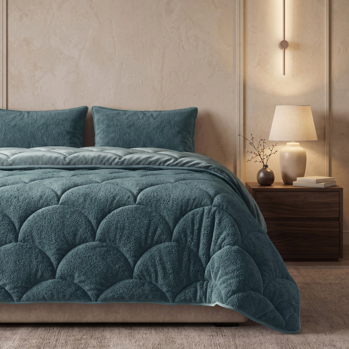 Sleeptime Lazy Dekbed - Teddy/Velvet - Groen - Met kussenslopen