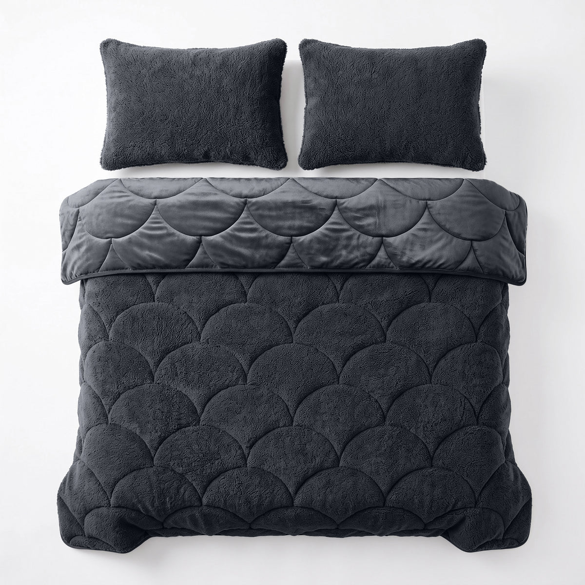 Sleeptime Lazy Dekbed - Teddy/Velvet - Zwart - Met kussenslopen