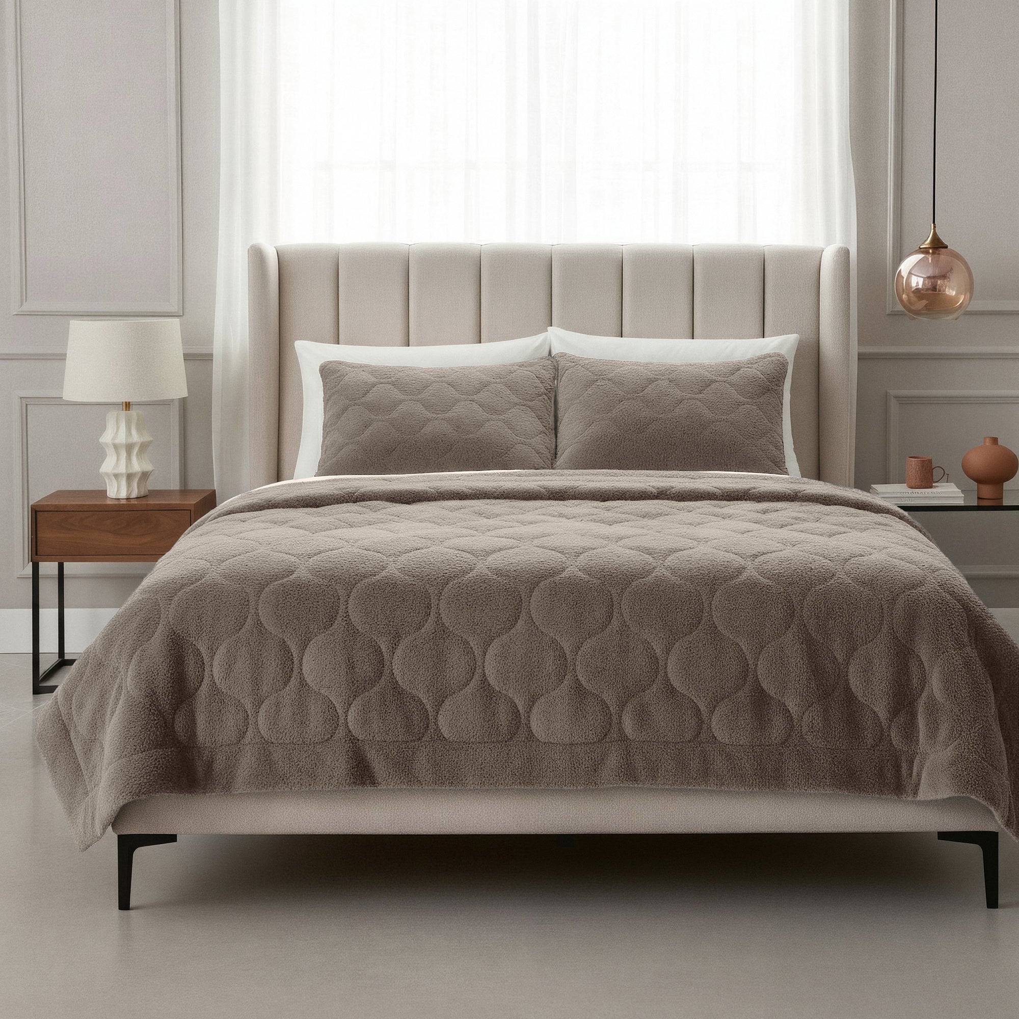 Sleeptime Lazy Dekbed Teddy Taupe/Grijs - Voor het hele jaar + Slopen