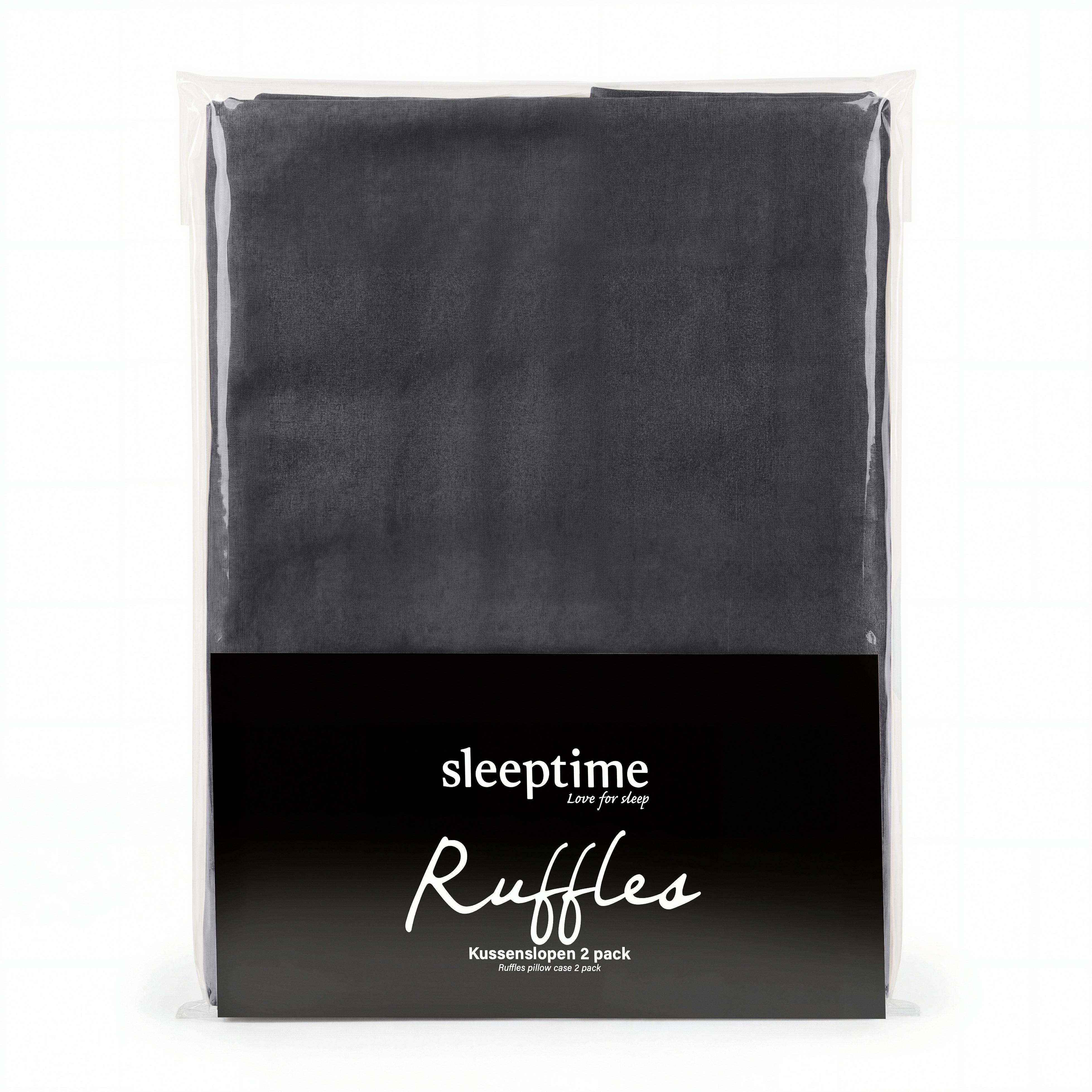 Sleeptime Lazy Kussenslopen - Ruffles - 2pack - Antraciet - 60 x 70 cm