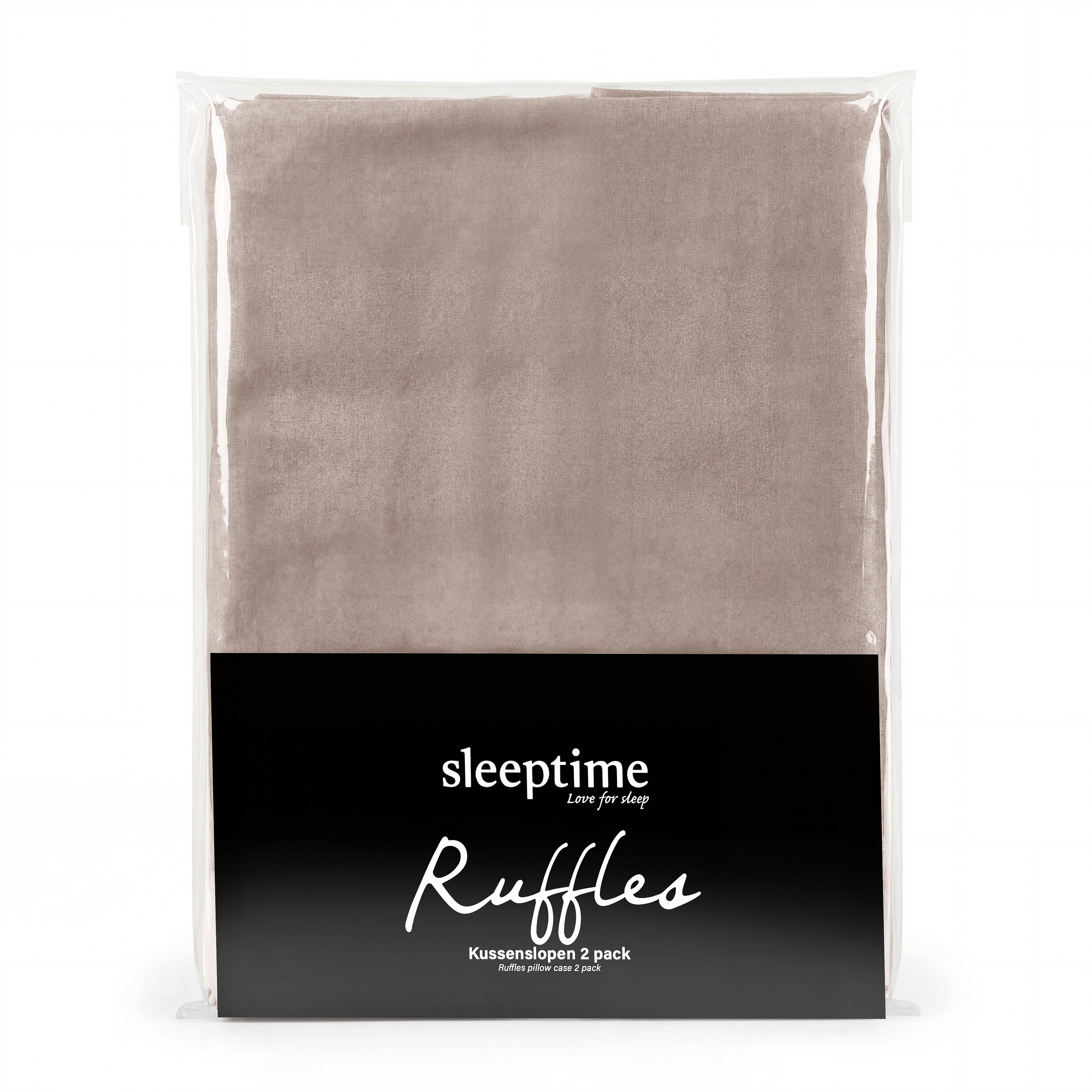 Sleeptime Lazy Kussenslopen - Ruffles - 2pack - Taupe - 60 x 70 cm