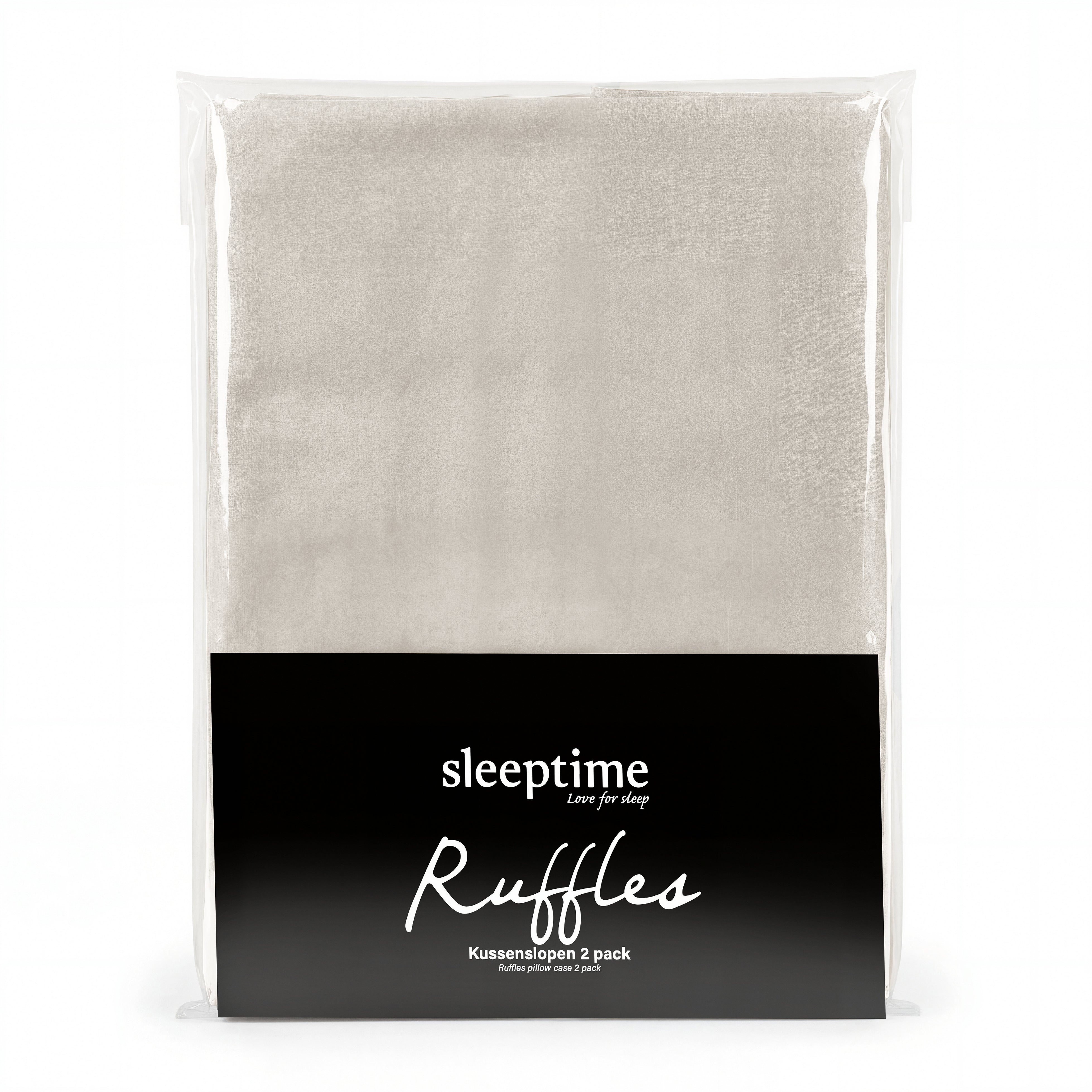 Sleeptime Lazy Kussenslopen - Ruffles - 2pack - Taupe/Grijs - 60 x 70