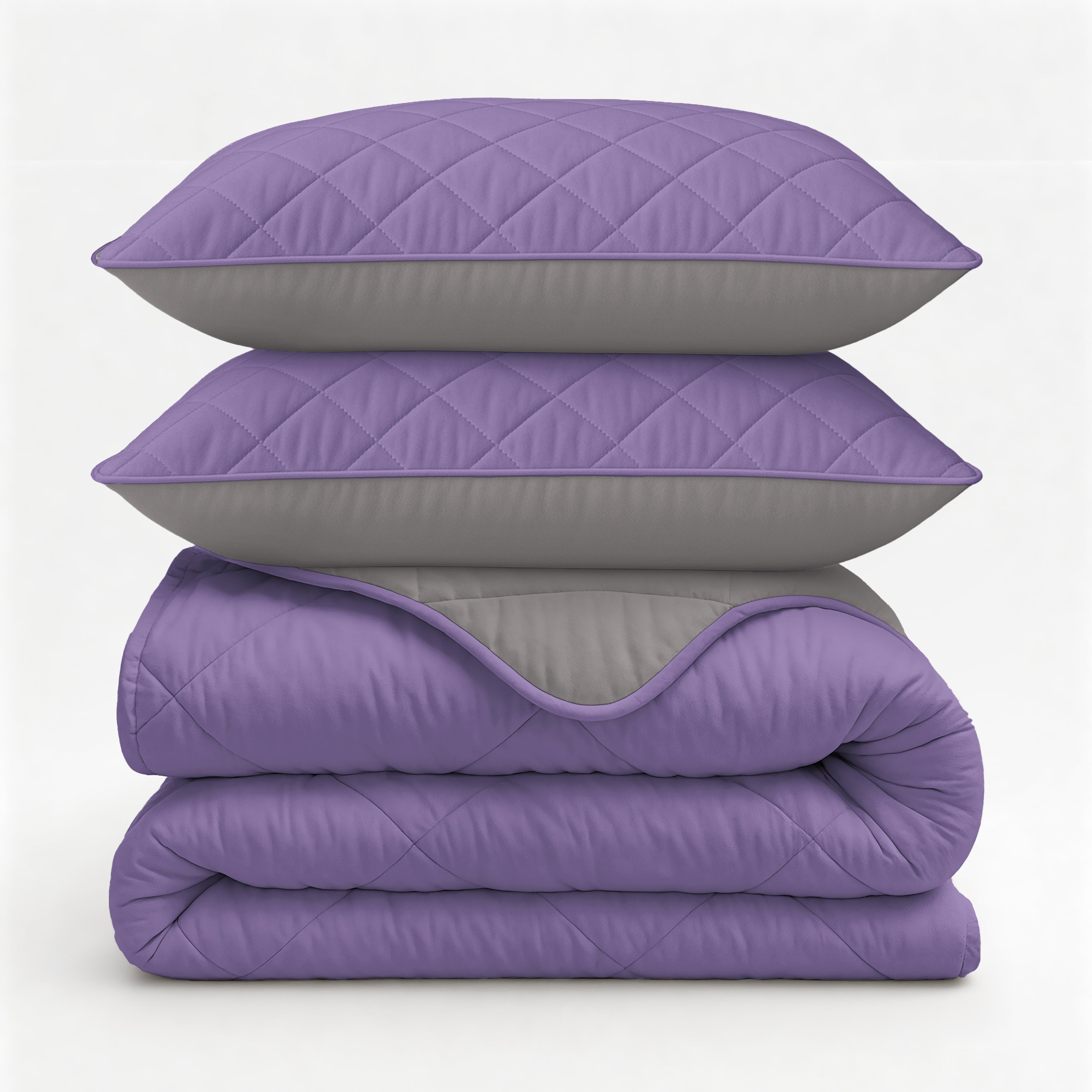 Sleeptime Lazy Uni Dekbed - Lavendel - Taupe/Grijs - Met Kussenslopen