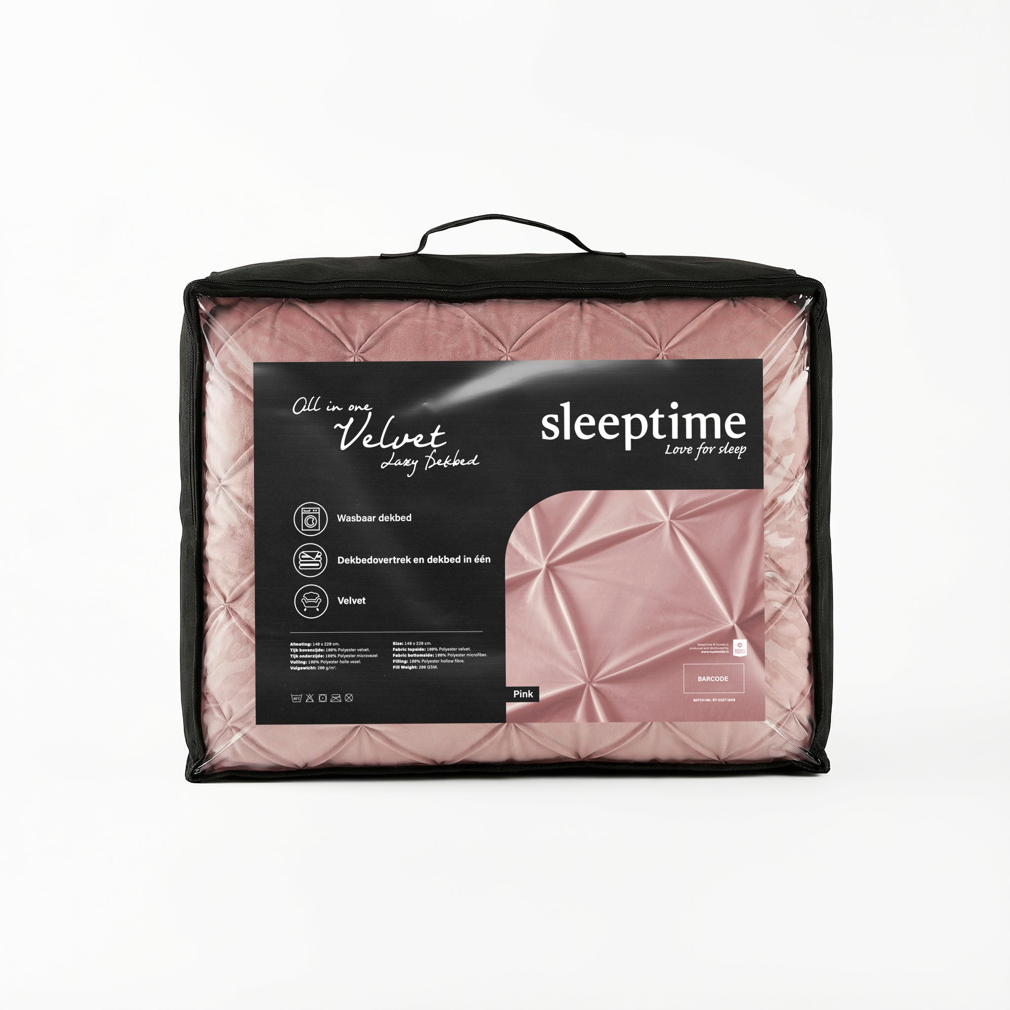 Sleeptime Lazy Velvet Pintuck Dekbed - Roze - Voor het hele jaar