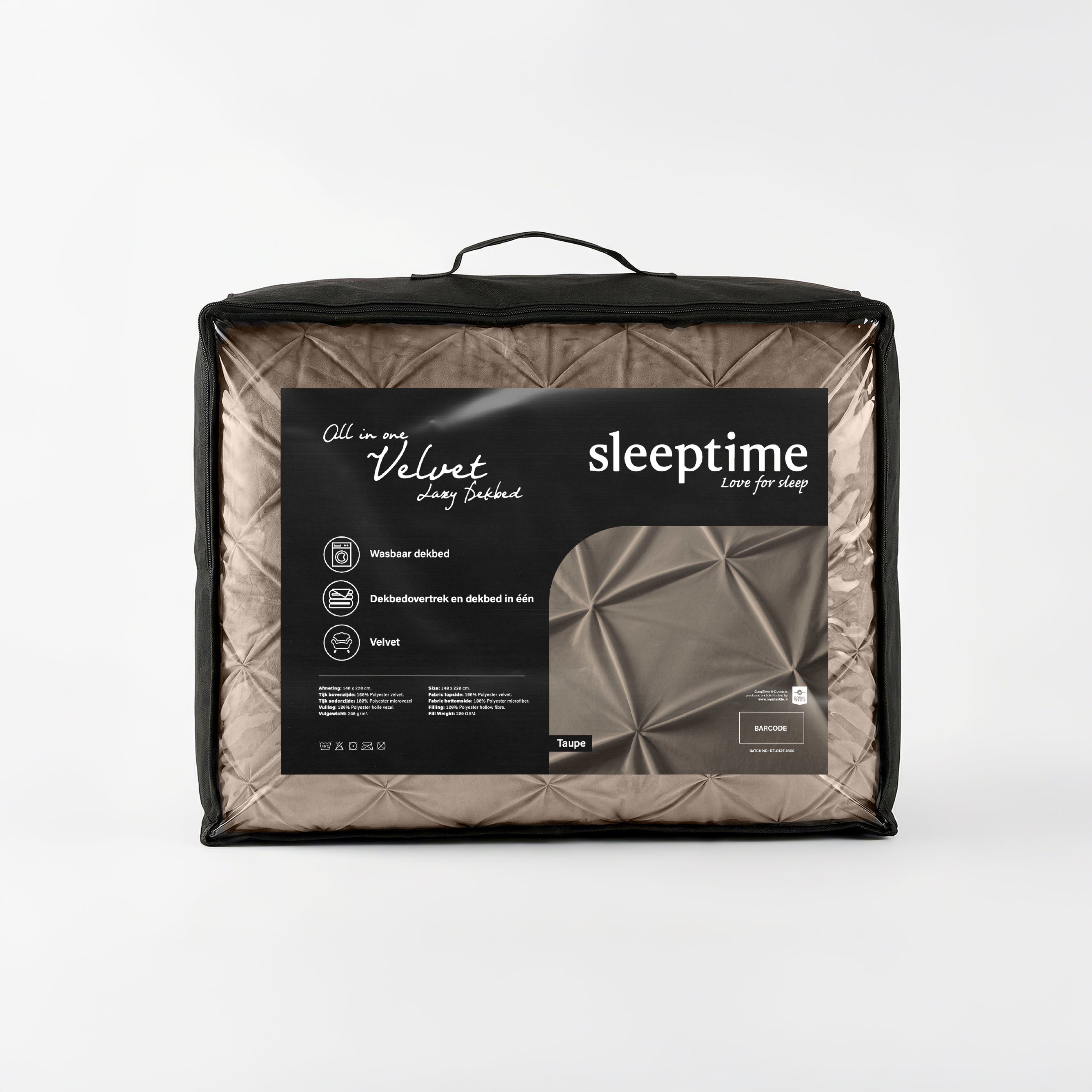 Sleeptime Lazy Velvet Pintuck Dekbed - Taupe - Voor het hele jaar