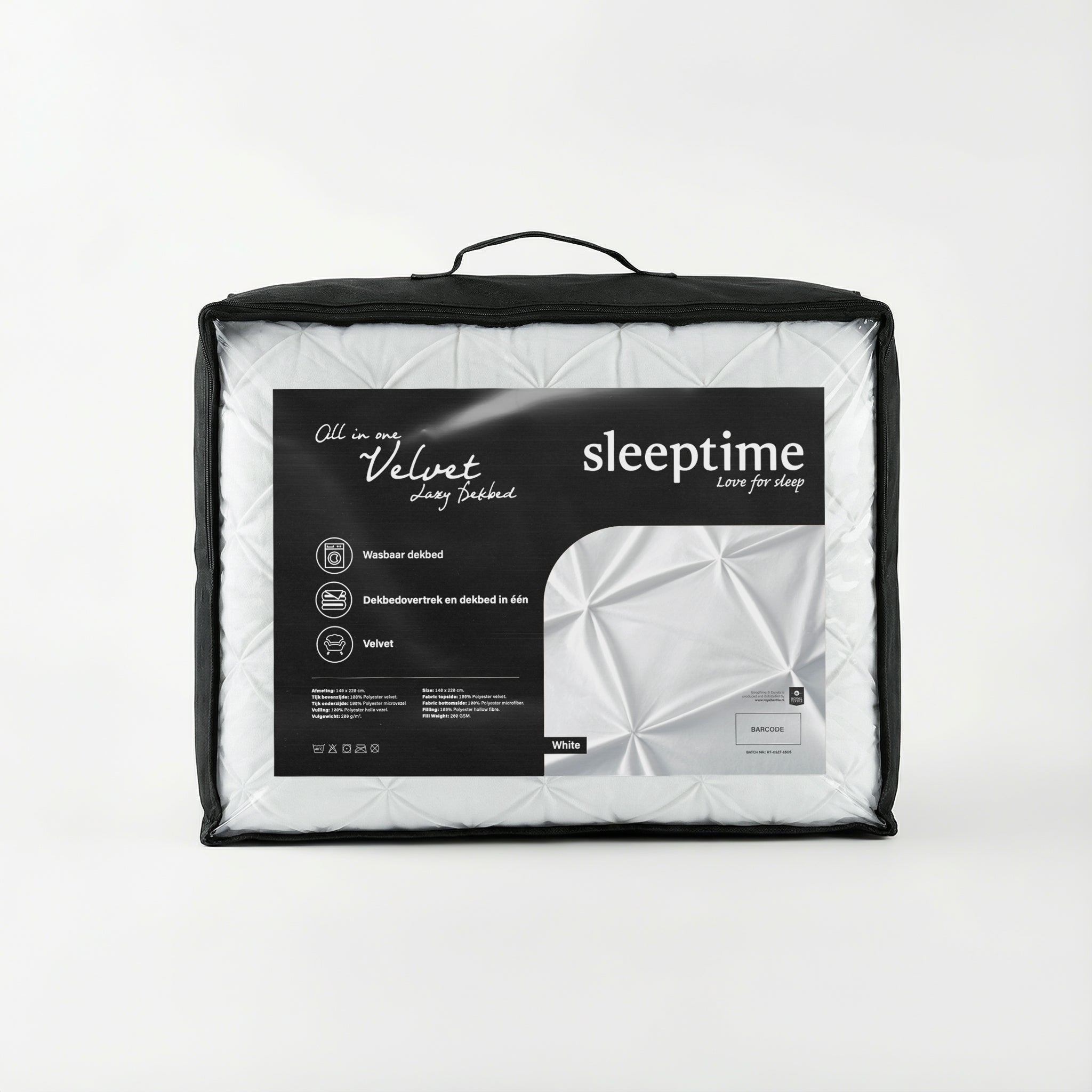Sleeptime Lazy Velvet Pintuck Dekbed - Wit - Voor het hele jaar