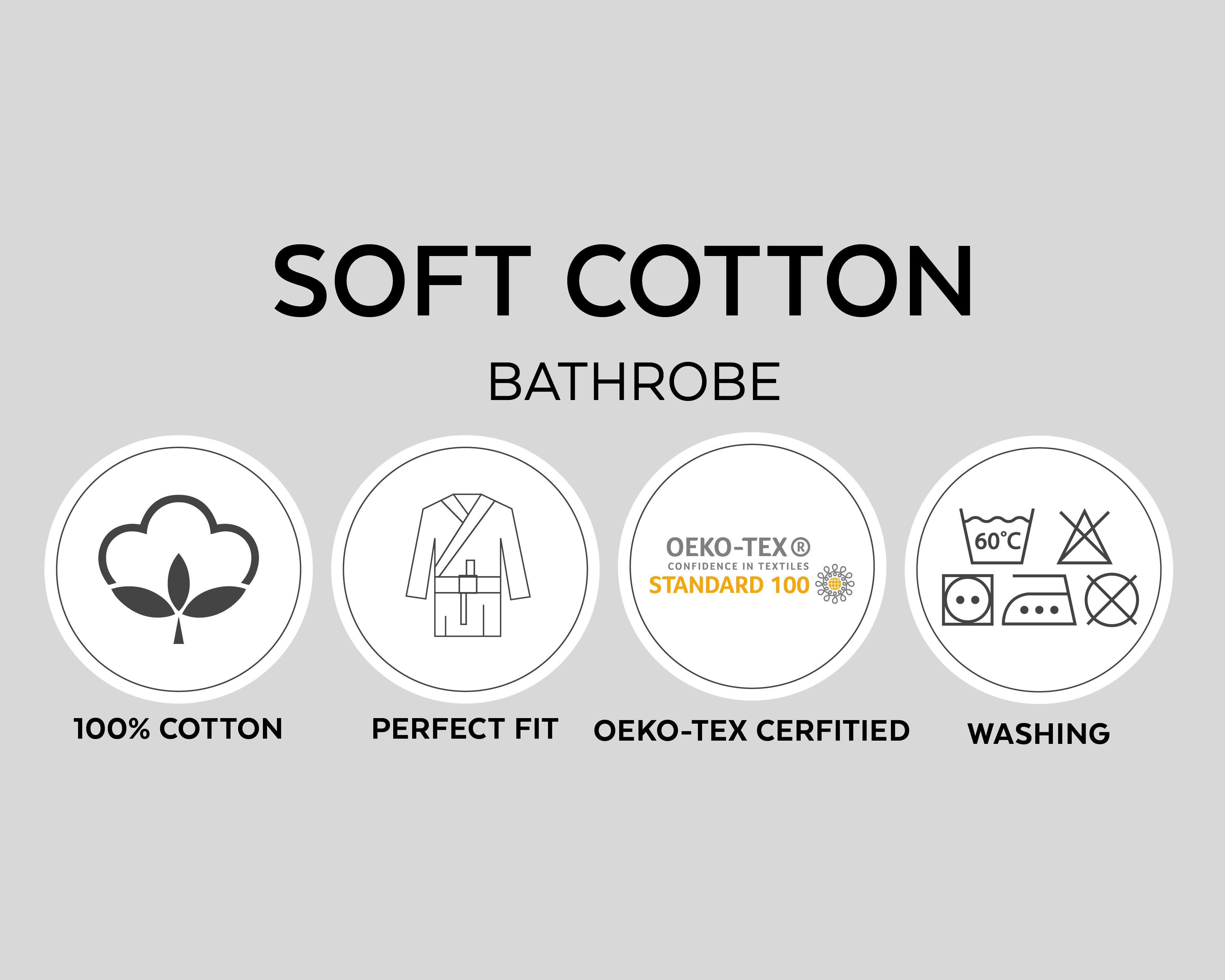 Soft Terry Bathrobe Gray - Perfect fit - Absorbs moisture - Available in 2 sizes