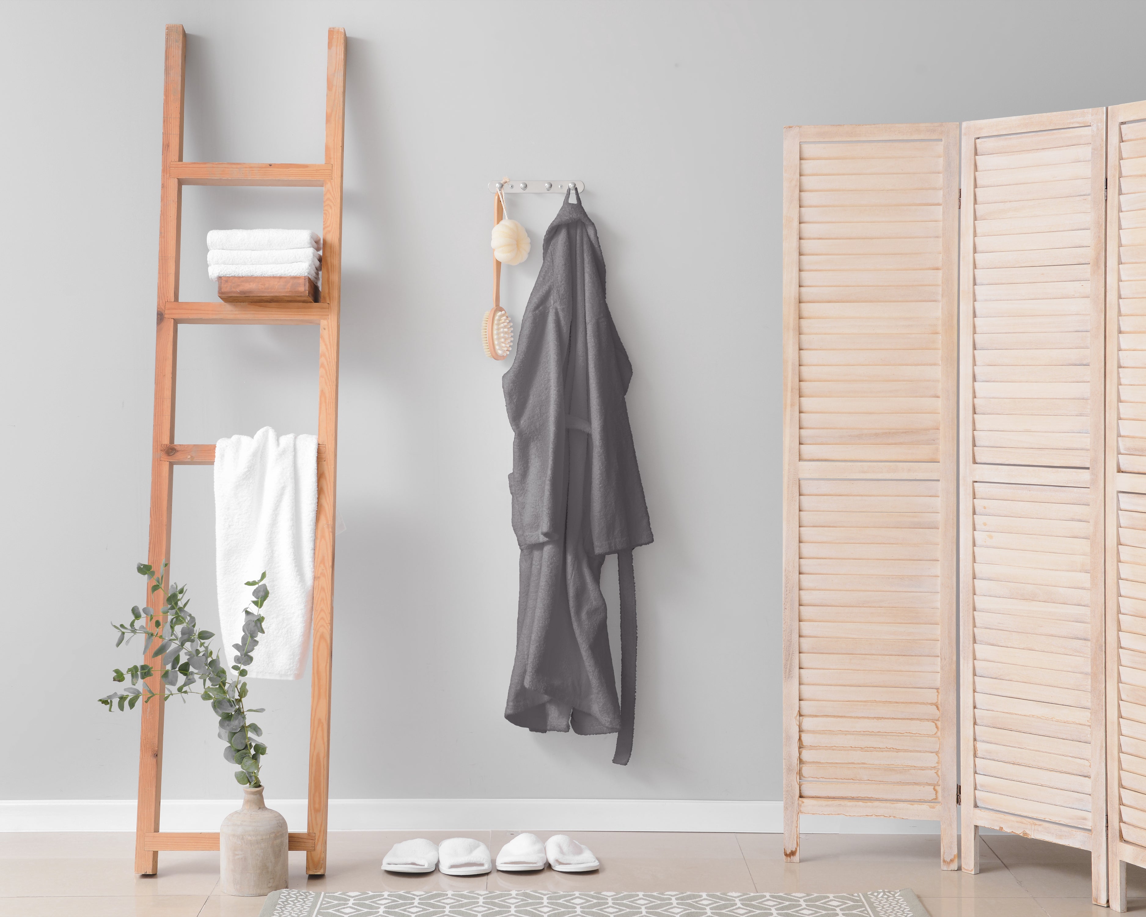 Soft Terry Bathrobe Gray - Perfect fit - Absorbs moisture - Available in 2 sizes