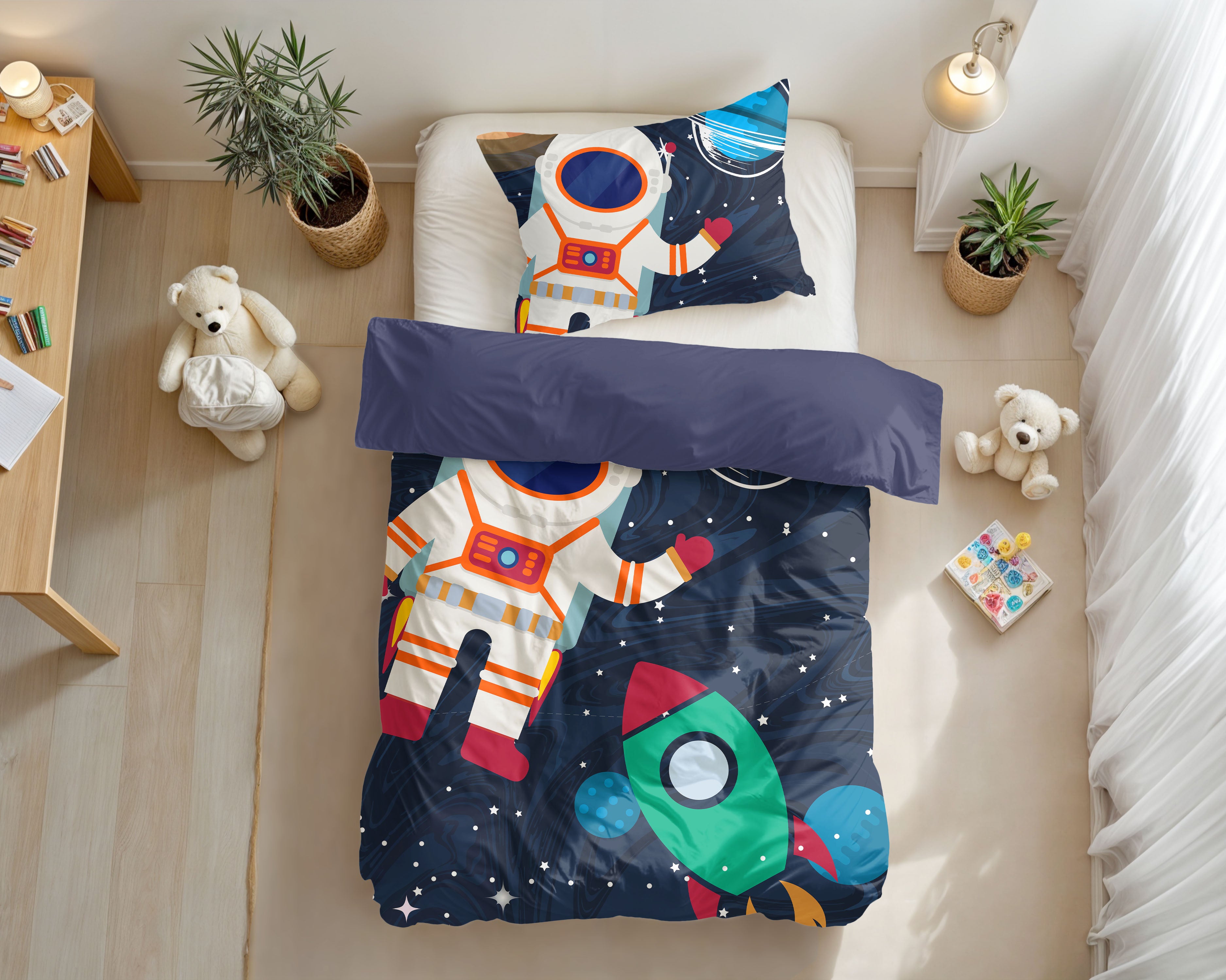 Space man 2 Dekbedovertrek Blauw 140 x 200/220