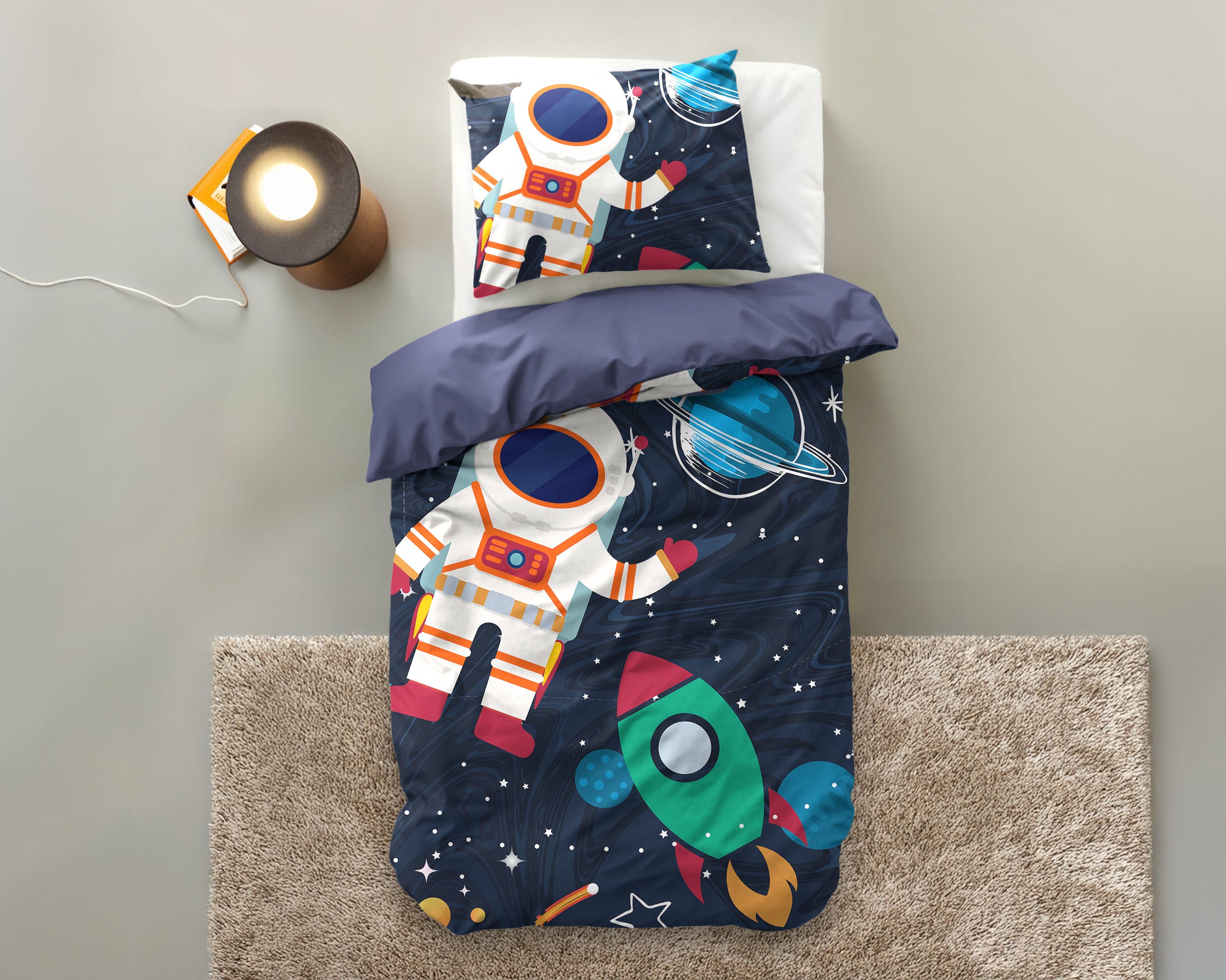 Space man 2 Dekbedovertrek Blauw 140 x 200/220