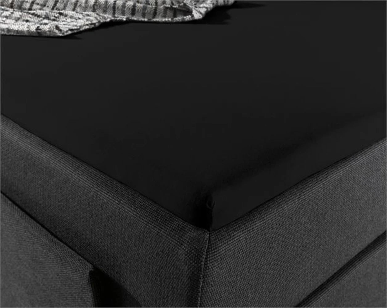 Split Topper Fitted Sheet Black Jersey – 100% Cotton, Perfect for Adjustable Box Springs