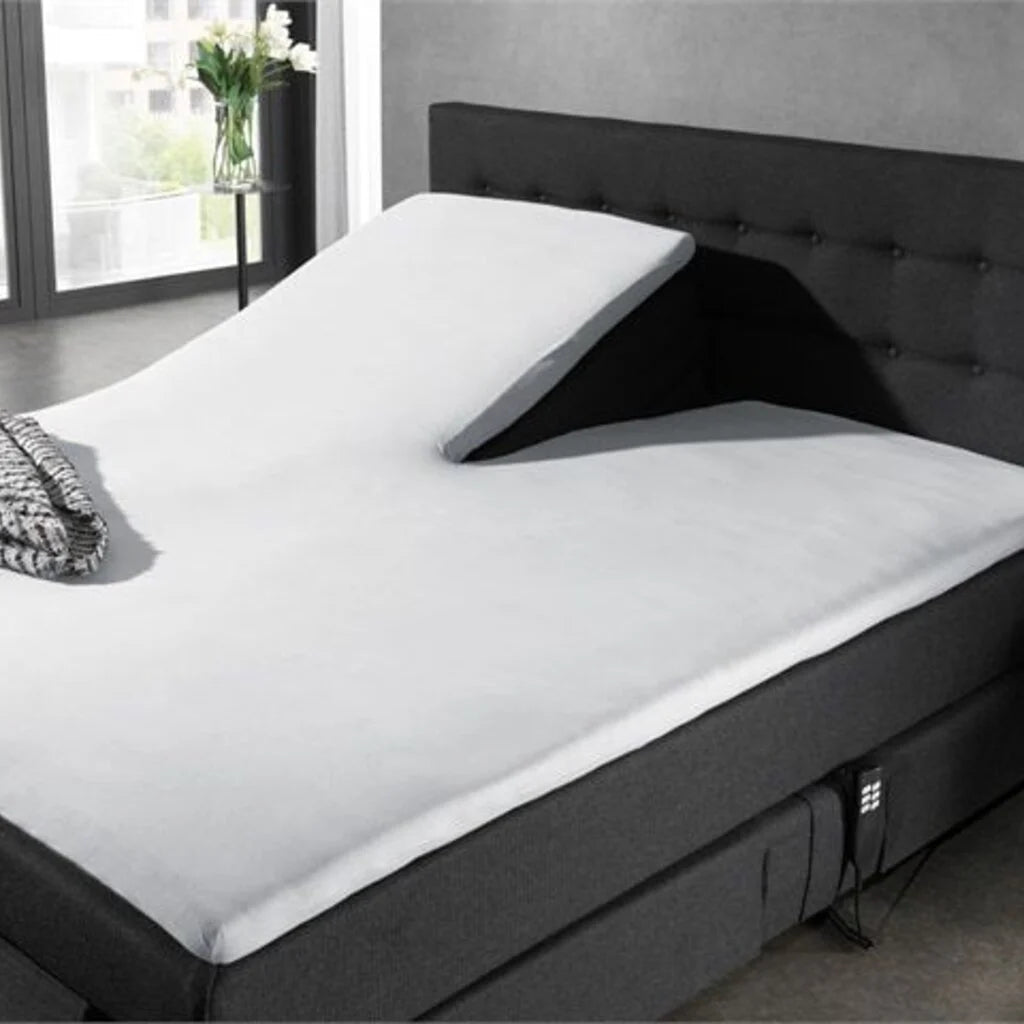 Split Topper Fitted Sheet White Jersey – 100% Cotton for Electric Box Springs | Iron-Free & Quick-Drying