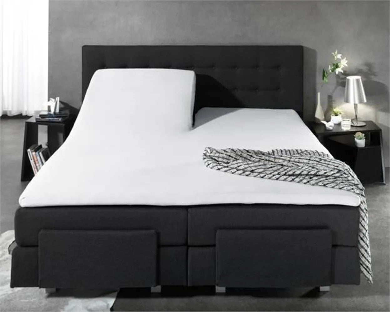 Split Topper Fitted Sheet White Jersey – 100% Cotton for Electric Box Springs | Iron-Free & Quick-Drying