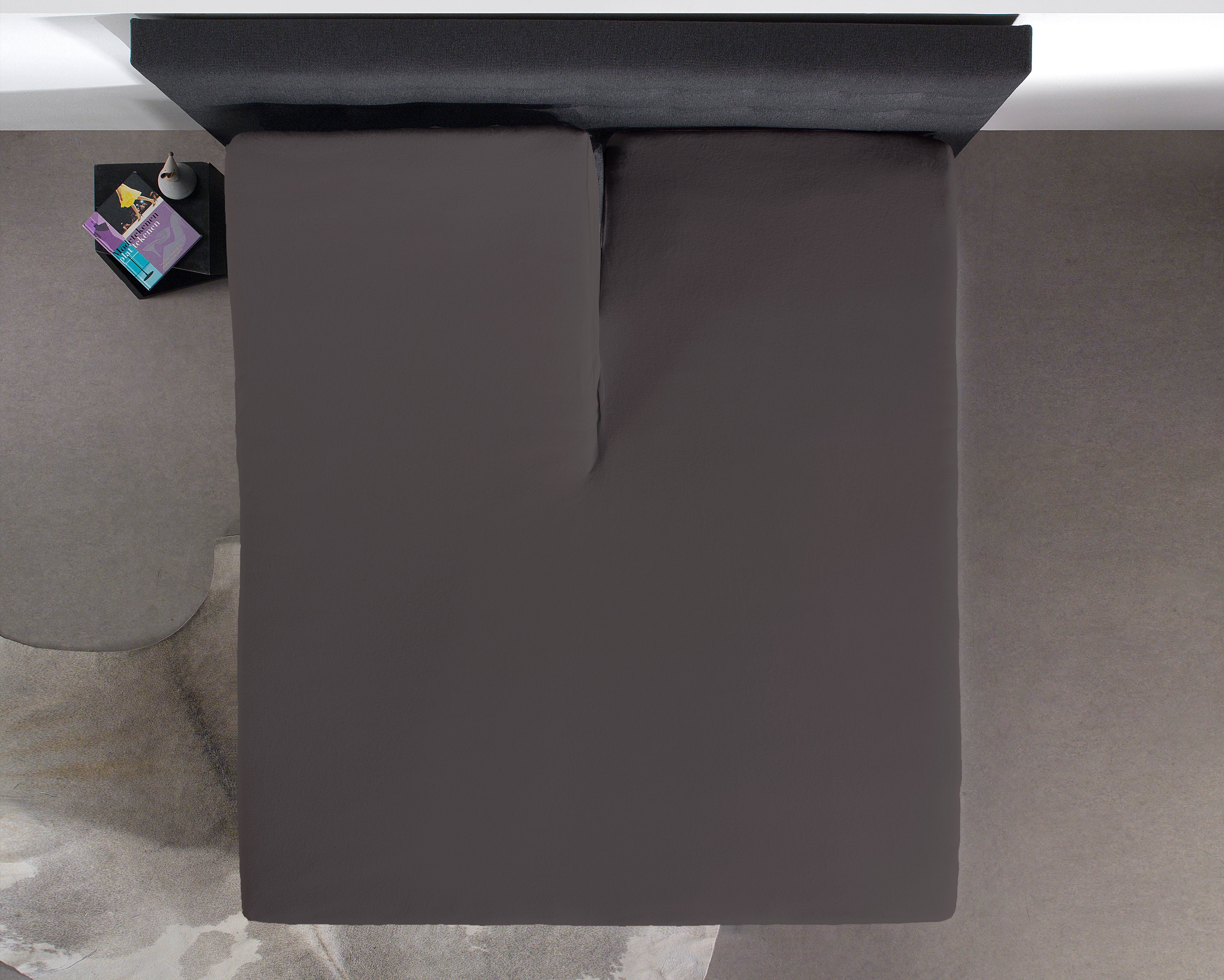 Split Topper Cotton Fitted Sheet Anthracite - Wonderfully Soft - Suitable for Box Springs and Mattresses - High-quality smooth cotton