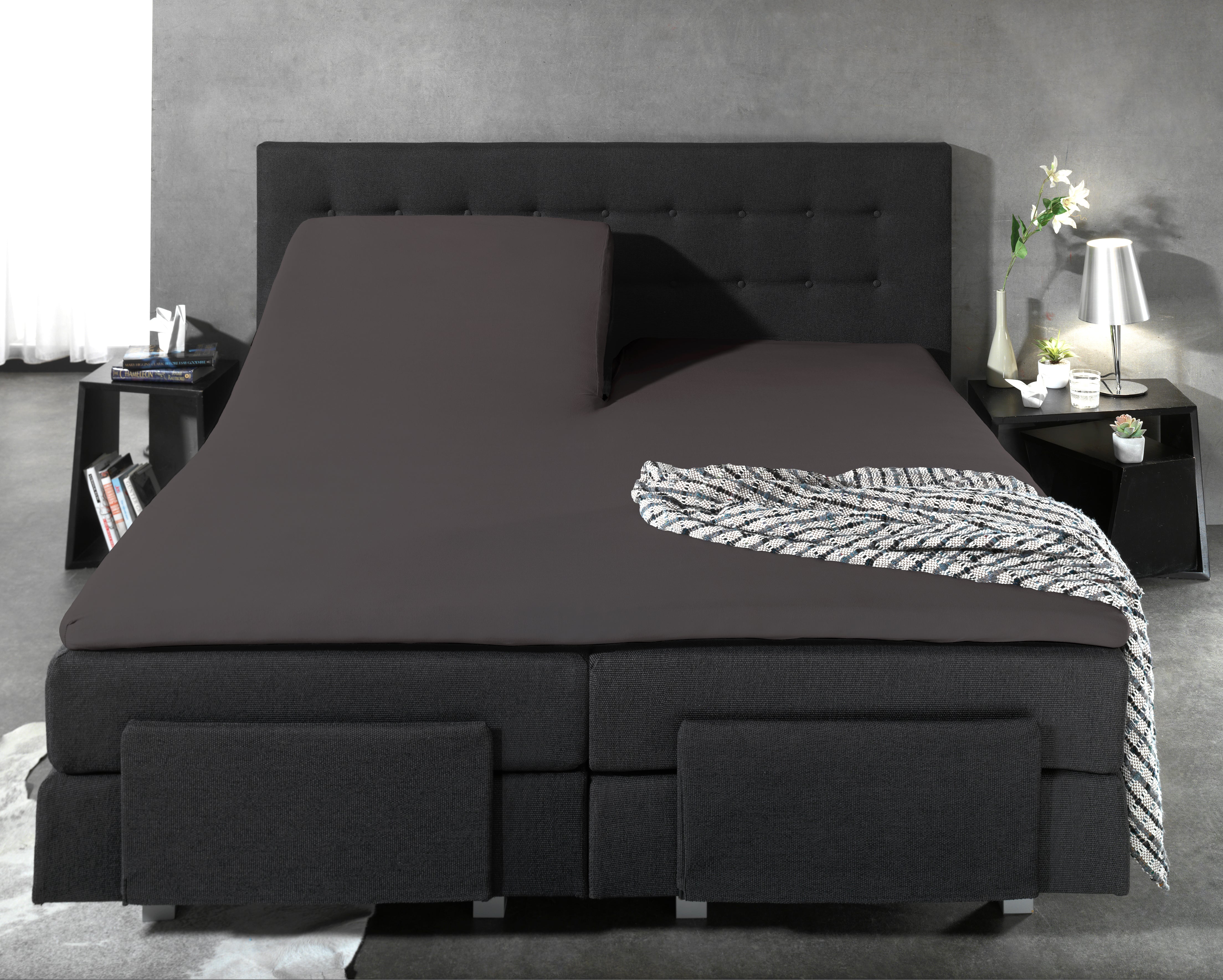 Split Topper Cotton Fitted Sheet Anthracite - Wonderfully Soft - Suitable for Box Springs and Mattresses - High-quality smooth cotton