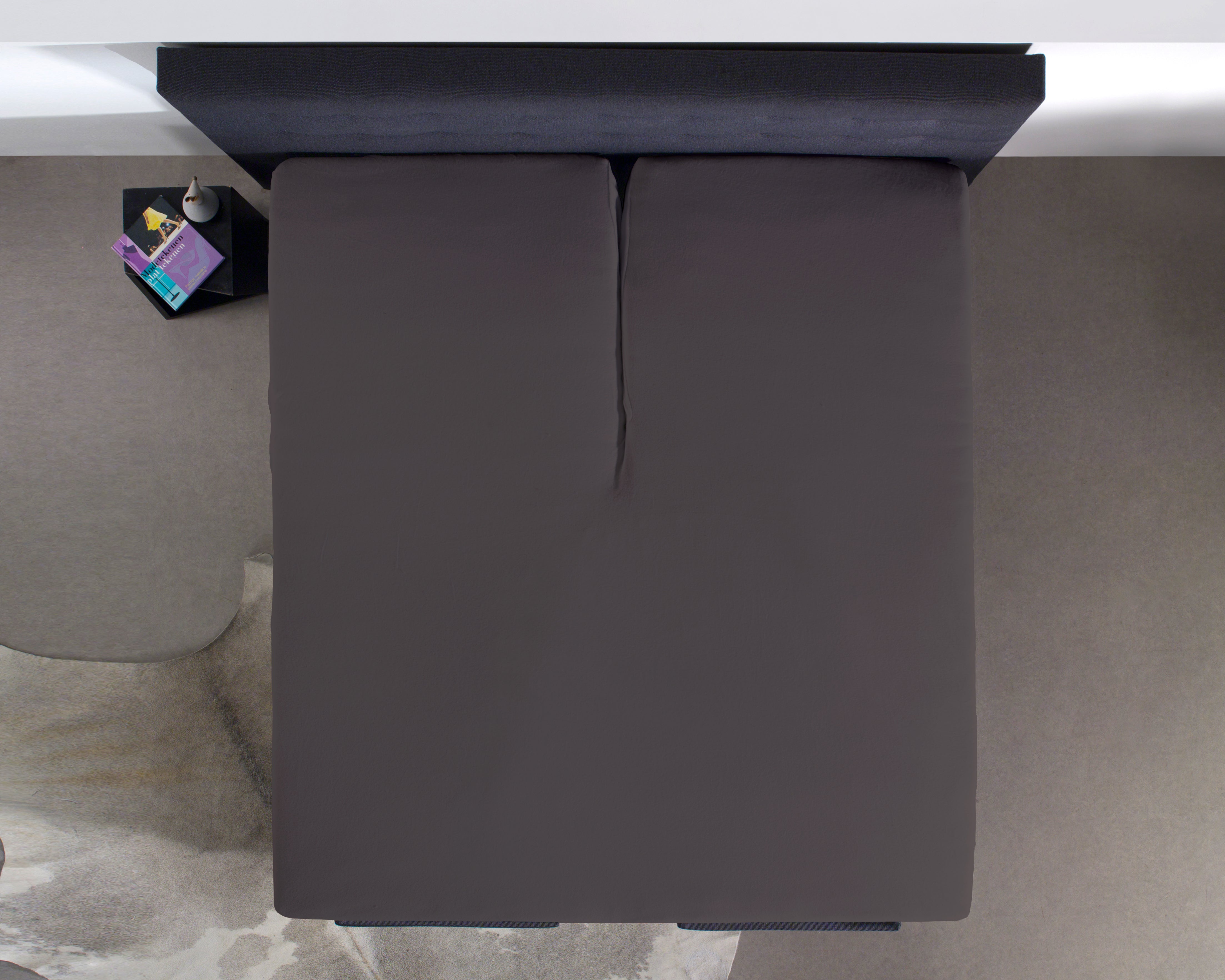 Split Topper Cotton Fitted Sheet Anthracite - Wonderfully Soft - Suitable for Box Springs and Mattresses - High-quality smooth cotton