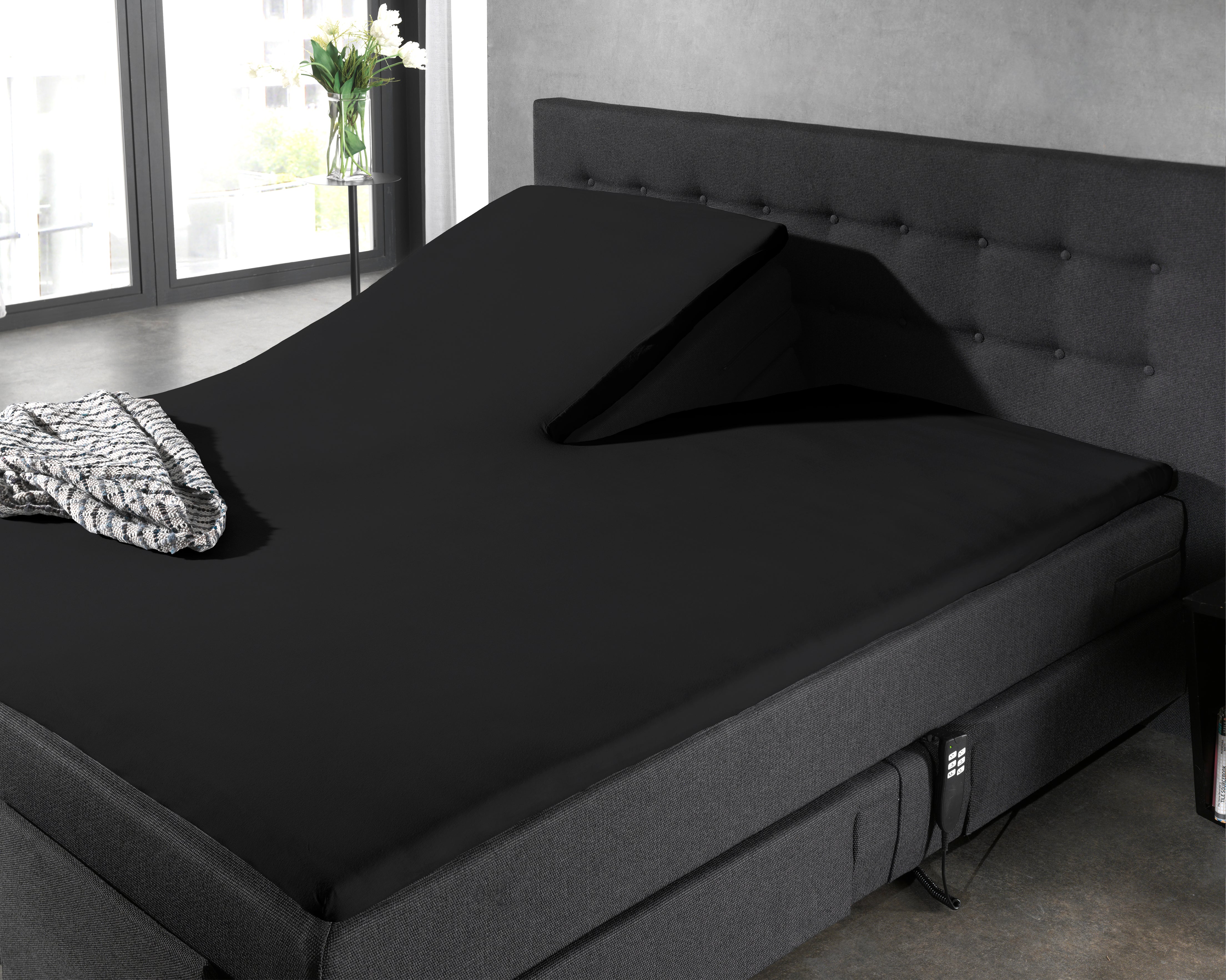 Split Topper Cotton Fitted Sheet Black - Wonderfully Soft - Suitable for Box Springs and Mattresses - High-quality smooth cotton