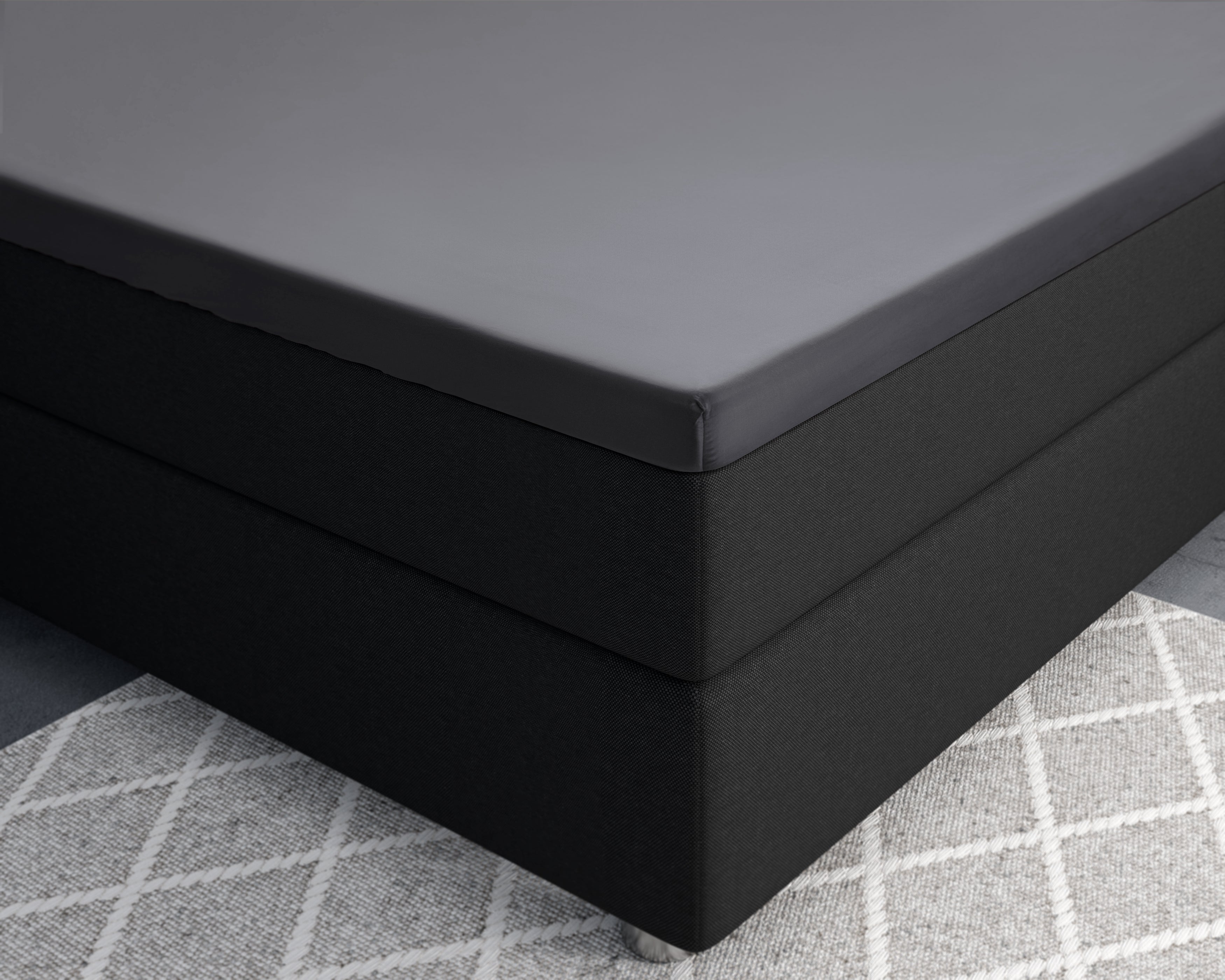 Split Topper Satin Fitted Sheet Anthracite - Reactive washed - Soft, smooth, breathable and has a light sheen - Free from harmful substances and skin-friendly