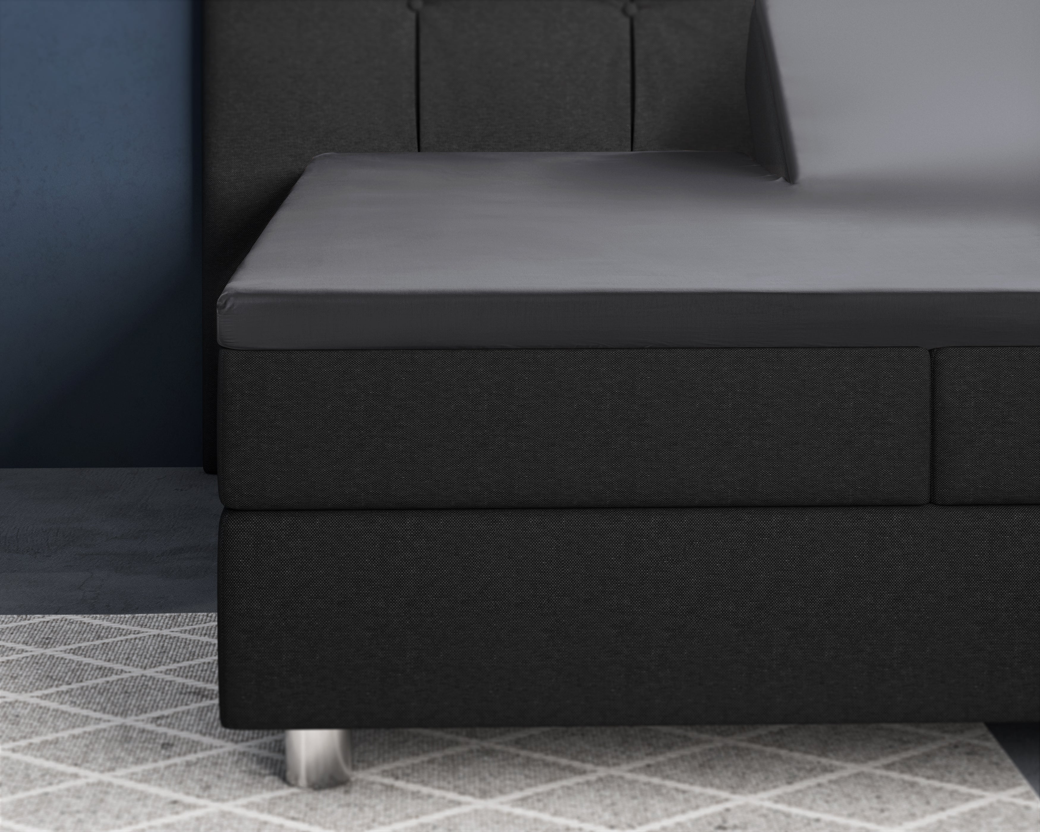 Split Topper Satin Fitted Sheet Anthracite - Reactive washed - Soft, smooth, breathable and has a light sheen - Free from harmful substances and skin-friendly