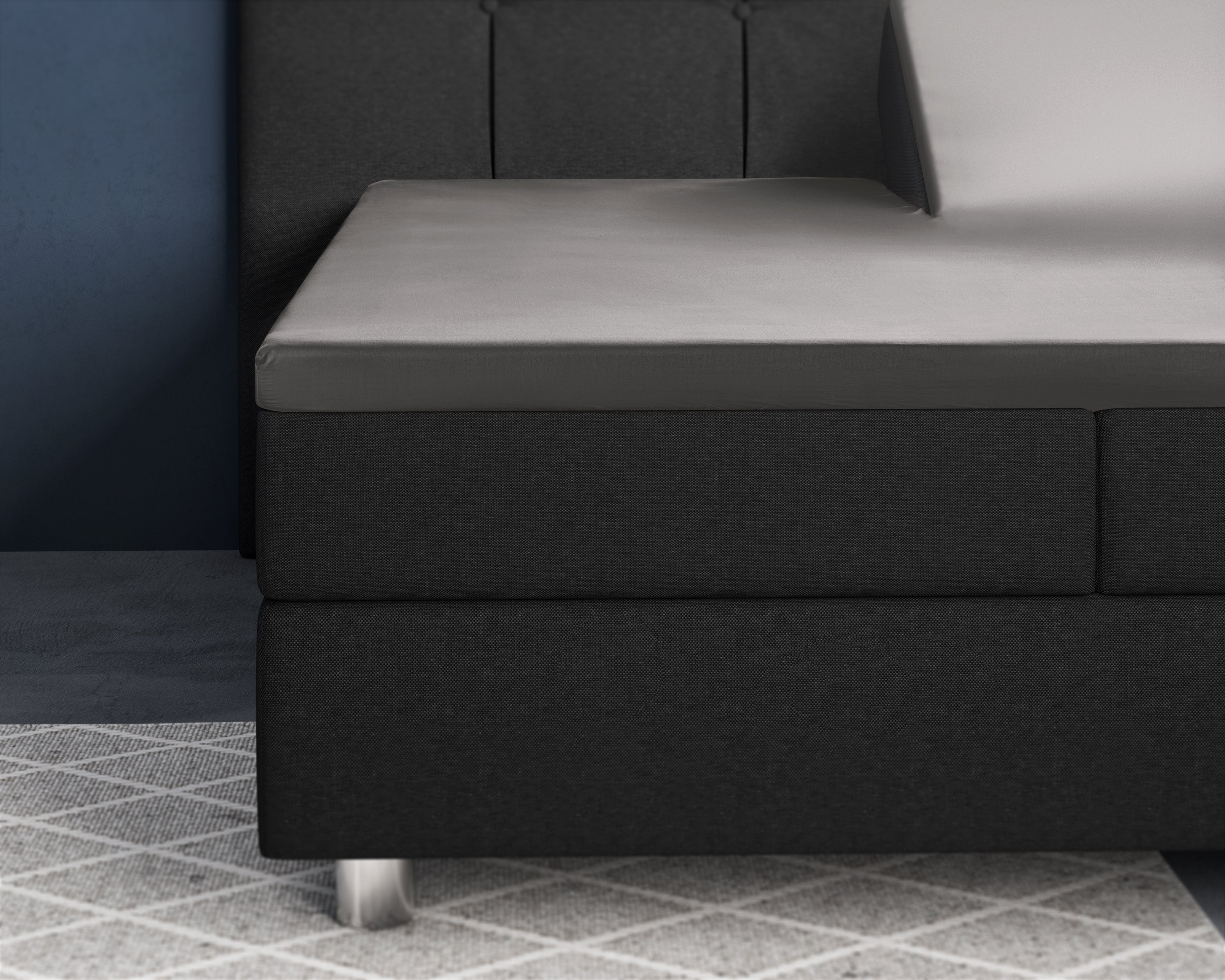 Split Topper Satin Fitted Sheet Gray - Reactive washed - Soft, smooth, breathable and has a light sheen - Free from harmful substances and skin-friendly