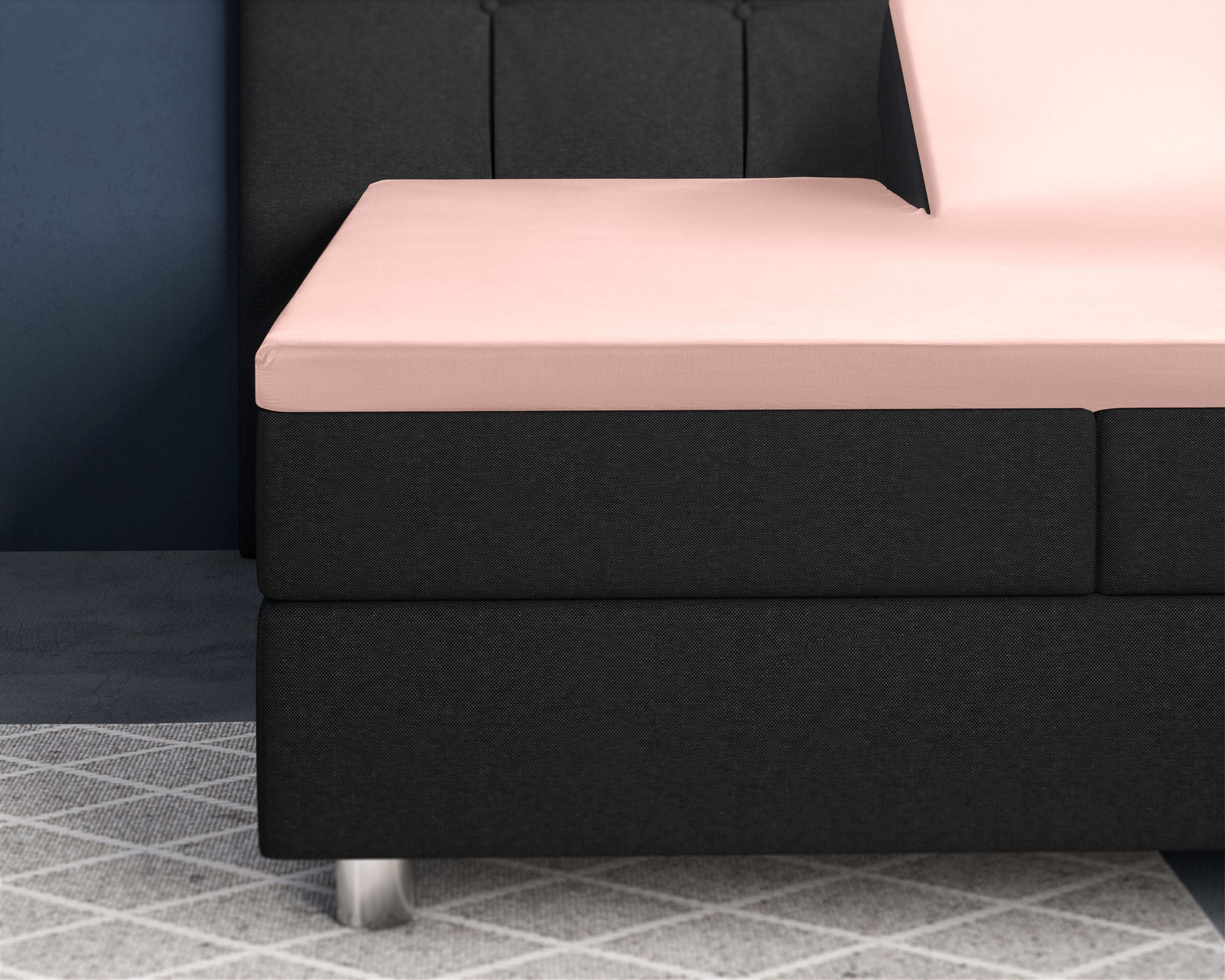 Split Topper Satin Fitted Sheet Pink - Reactive washed - Soft, smooth, breathable and has a light sheen - Free from harmful substances and skin-friendly