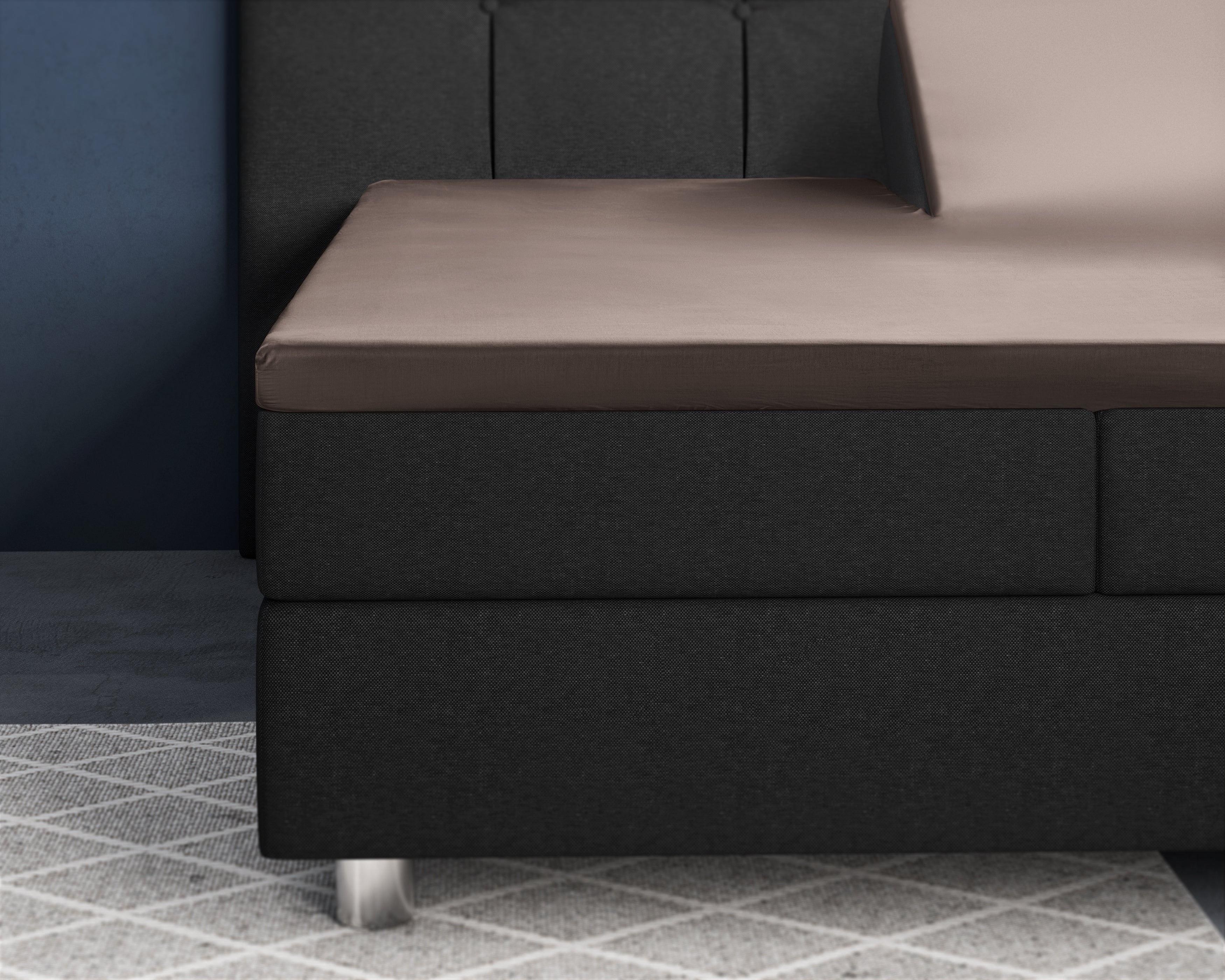 Split Topper Satin Fitted Sheet Taupe - Reactive washed - Soft, smooth, breathable and has a light sheen - Free from harmful substances and skin-friendly