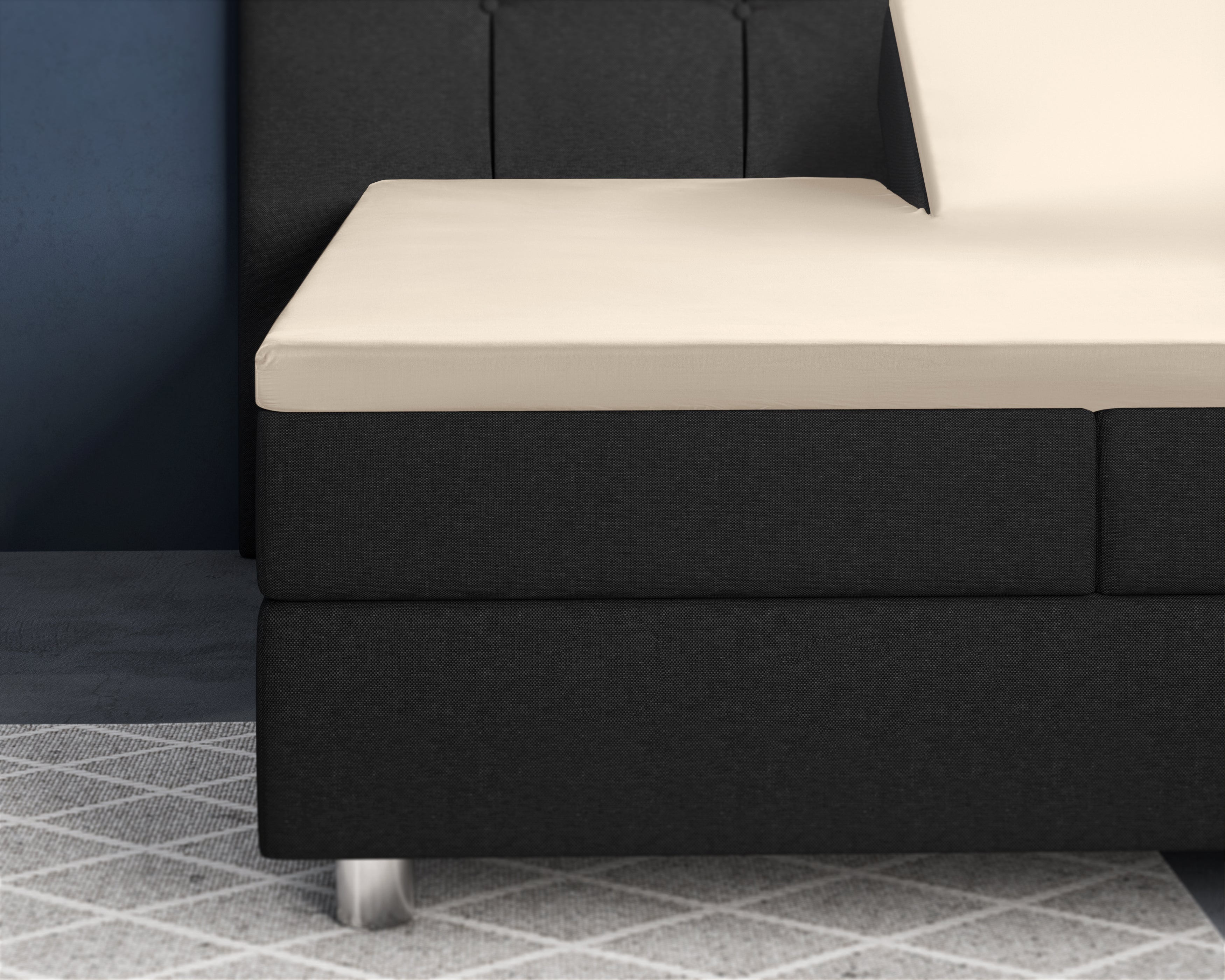 Split Topper Satin Fitted Sheet Sand - Reactive washed - Soft, smooth, breathable and has a light sheen - Free from harmful substances and skin-friendly