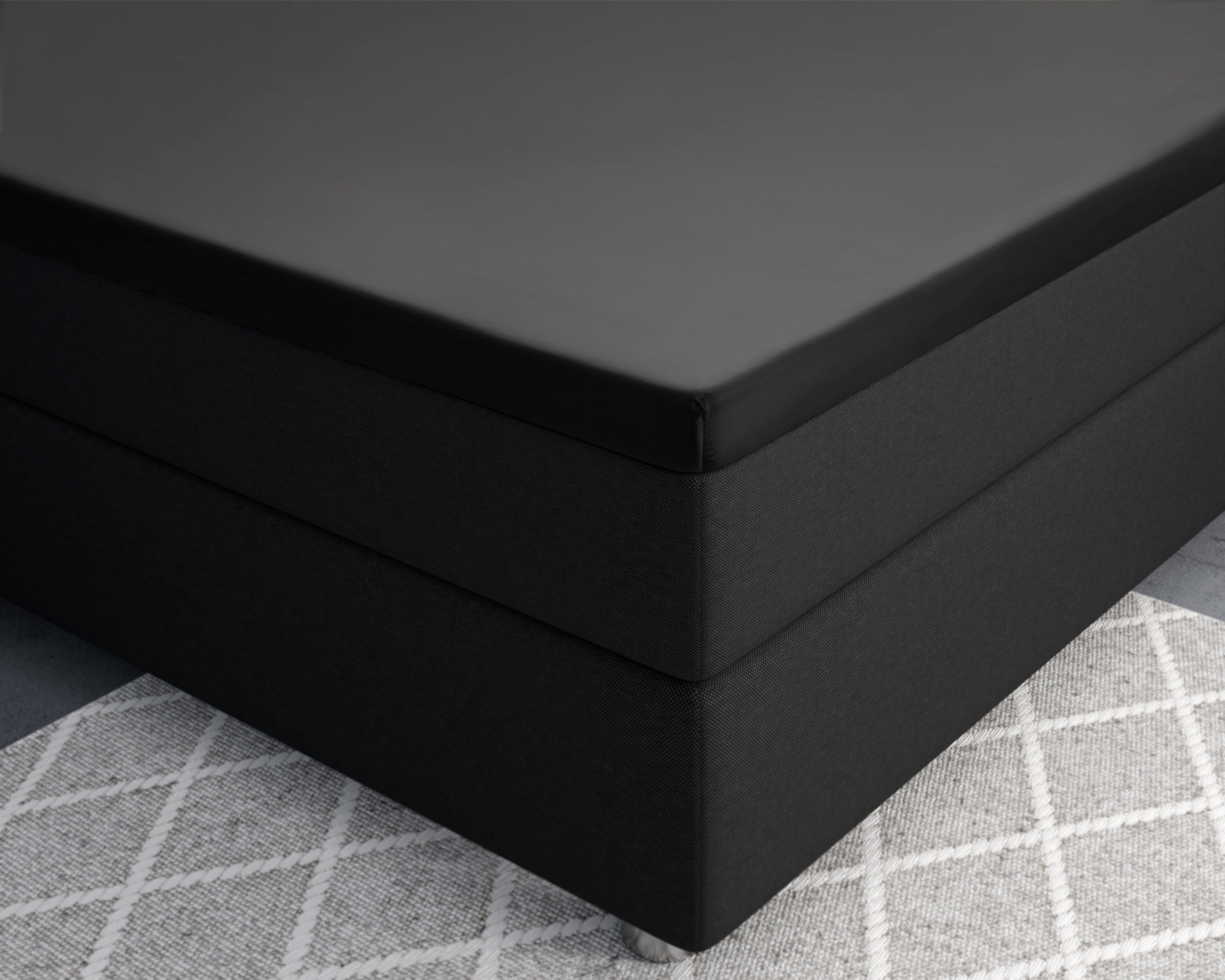 Split Topper Satin Fitted Sheet Black - Reactive washed - Soft, smooth, breathable and has a light sheen - Free from harmful substances and skin-friendly