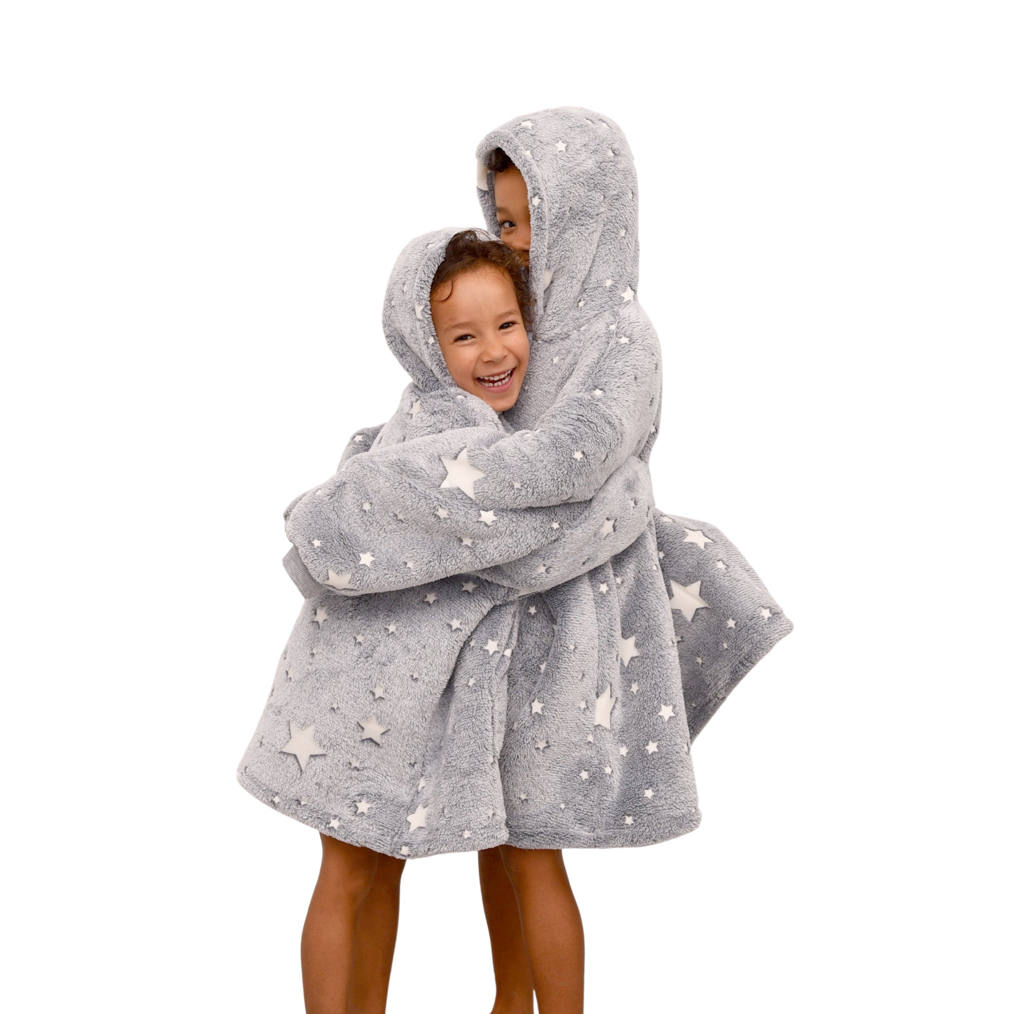 Stars hoodie Gray - 100% Teddy Polyester Microfleece - 240 GSM - Extra Soft Inside
