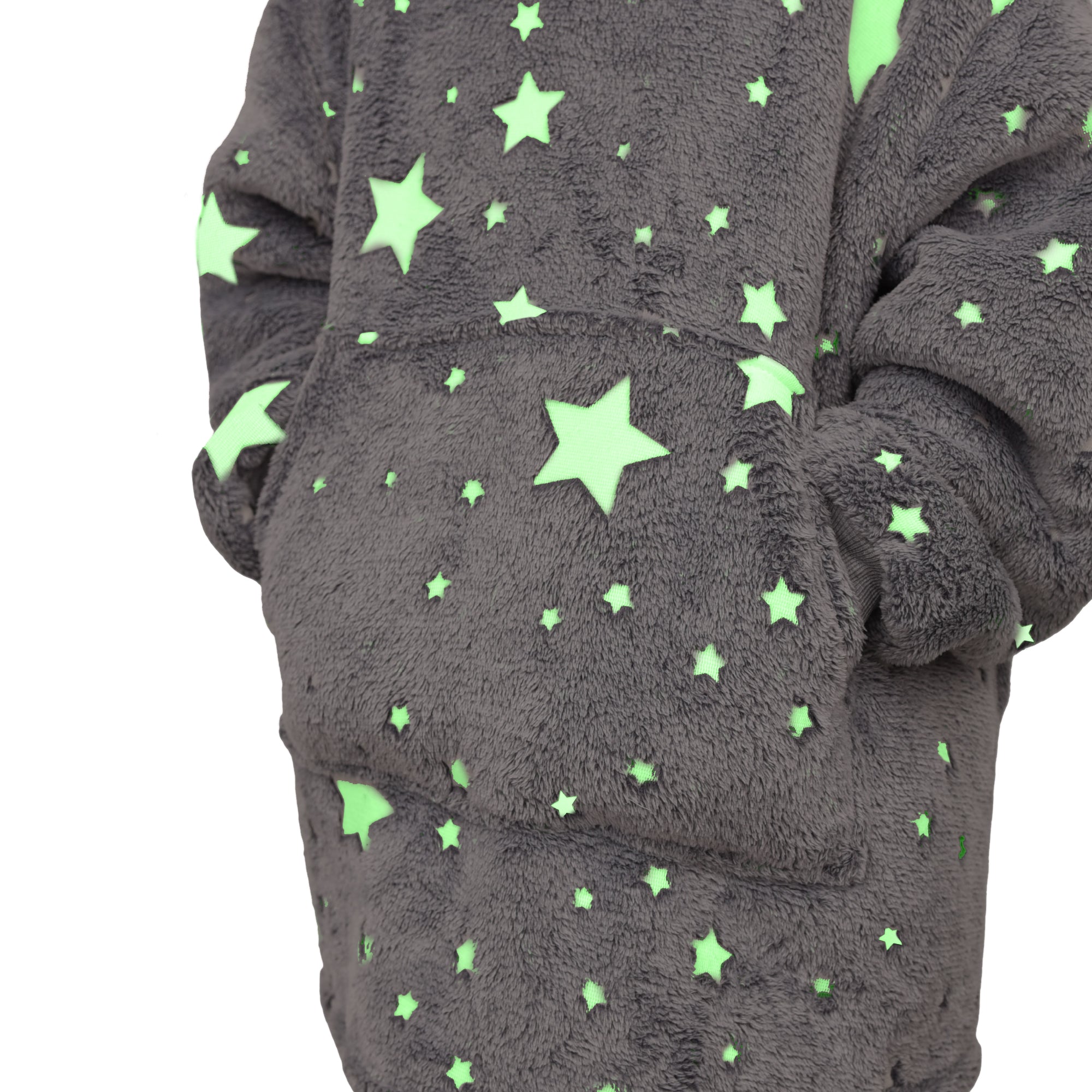 Stars hoodie Gray - 100% Teddy Polyester Microfleece - 240 GSM - Extra Soft Inside