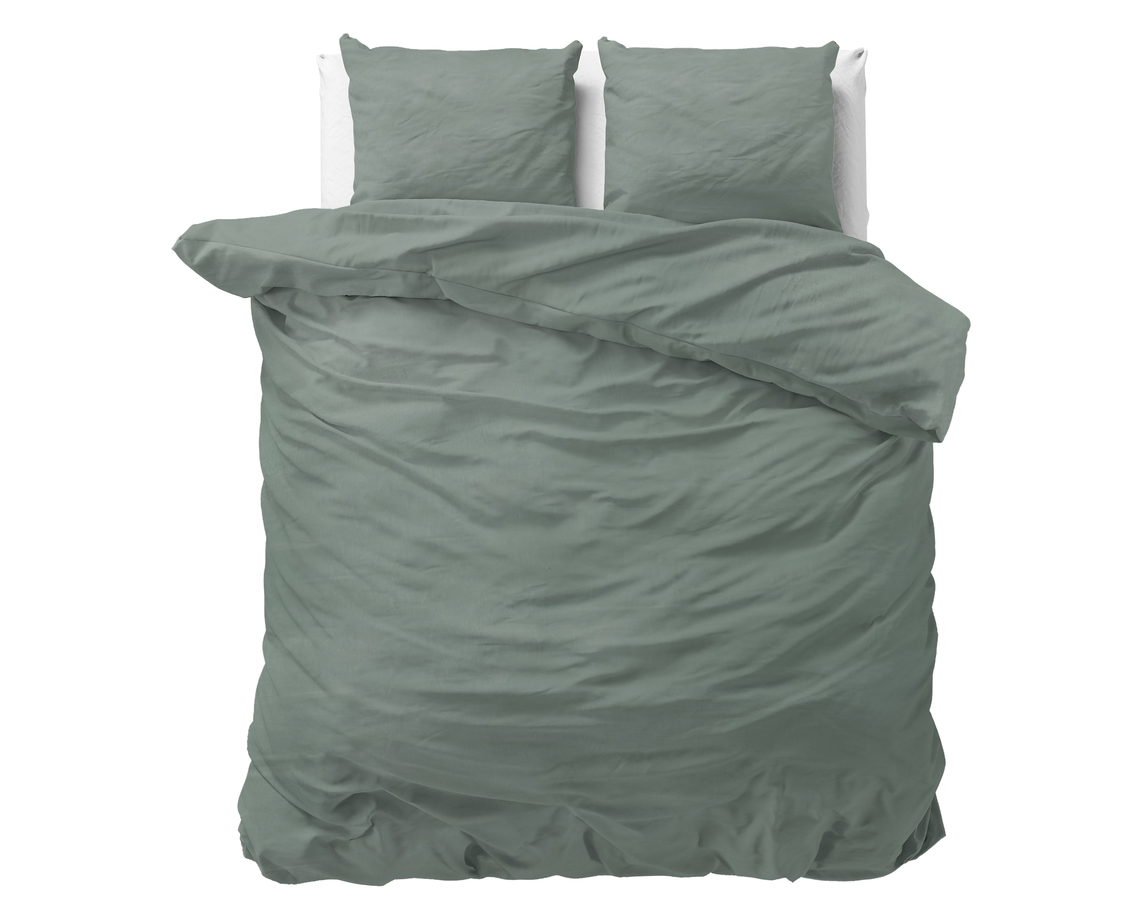 Stone washed Groen Dekbedovertrek