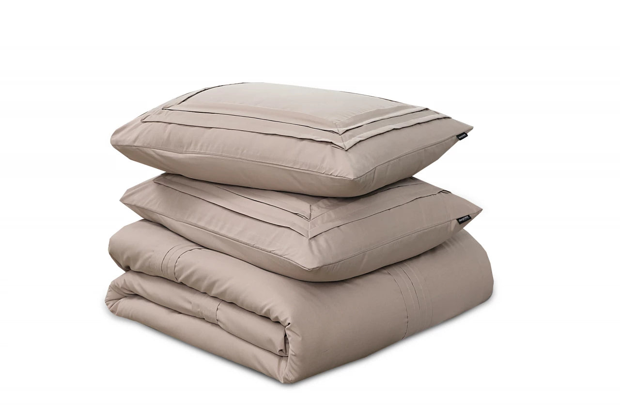 Tailored Dekbedovertrek Taupe - Country style - Blijft goed in de was - Heerlijk zacht