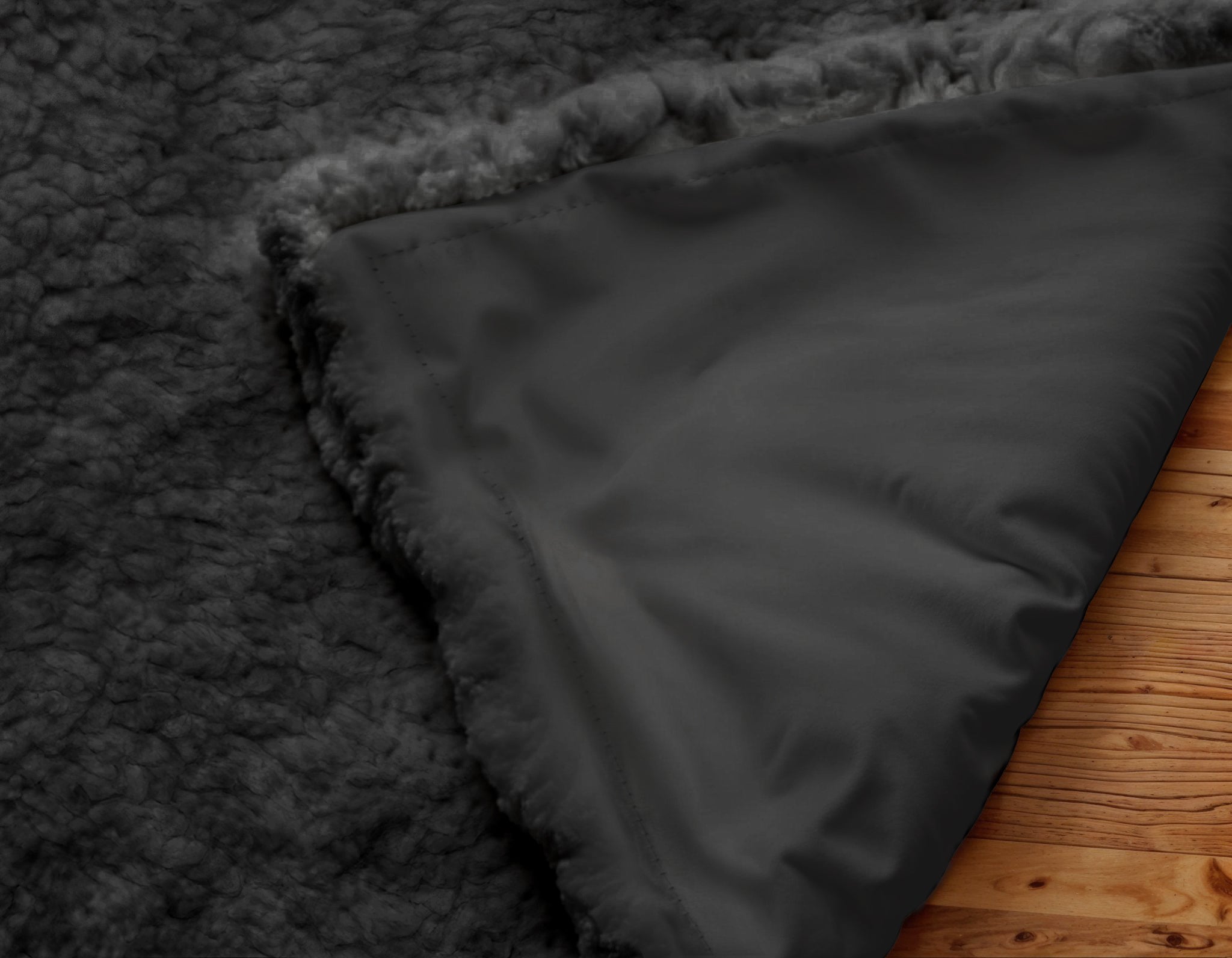 Teddy Curtains Black Out Black - Choice of rings or hooks - Blackout curtains - Trendy teddy fabric