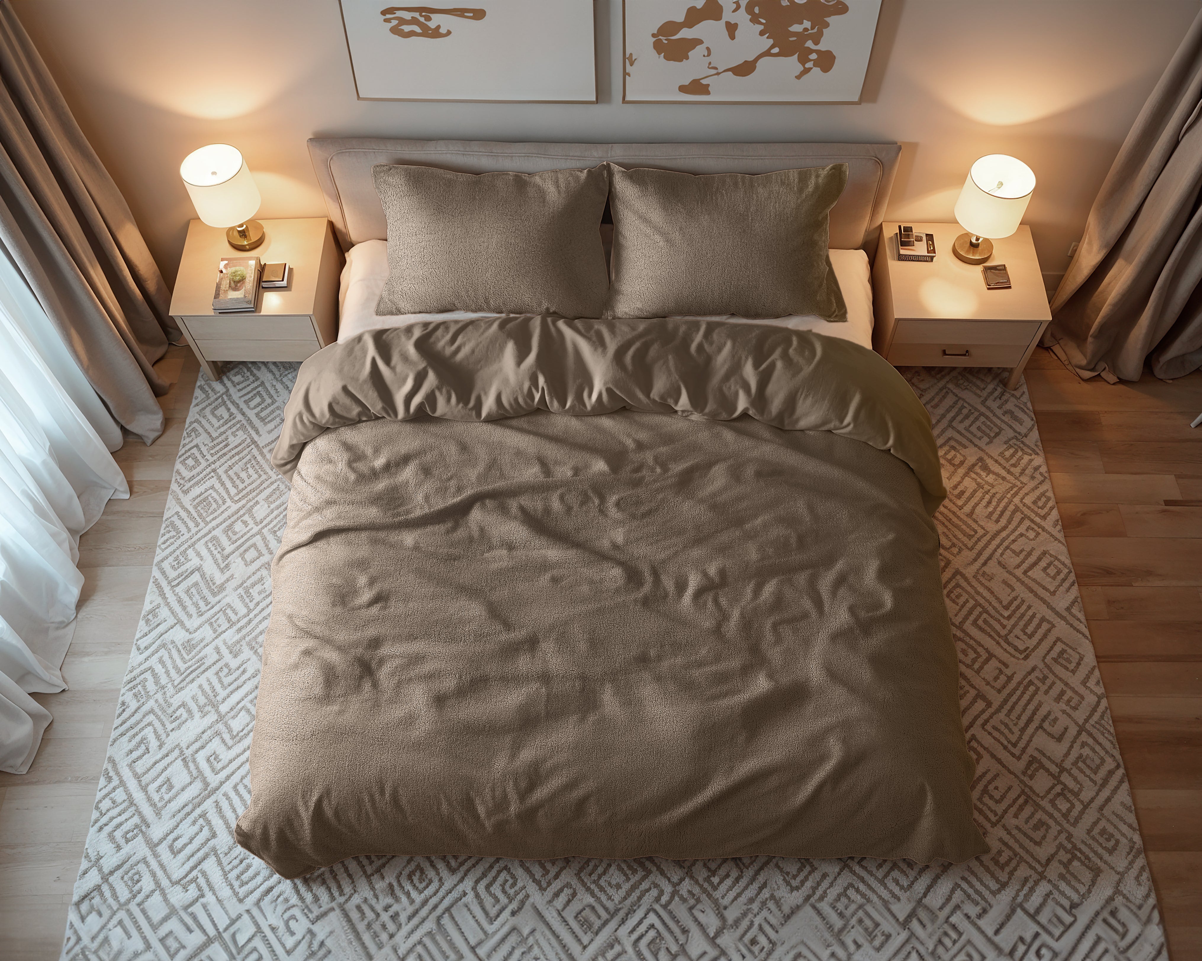Teddy Cotton Duvet Cover Deep Taupe - Cooling underside - 100% breathable cotton - Cuddly night's sleep