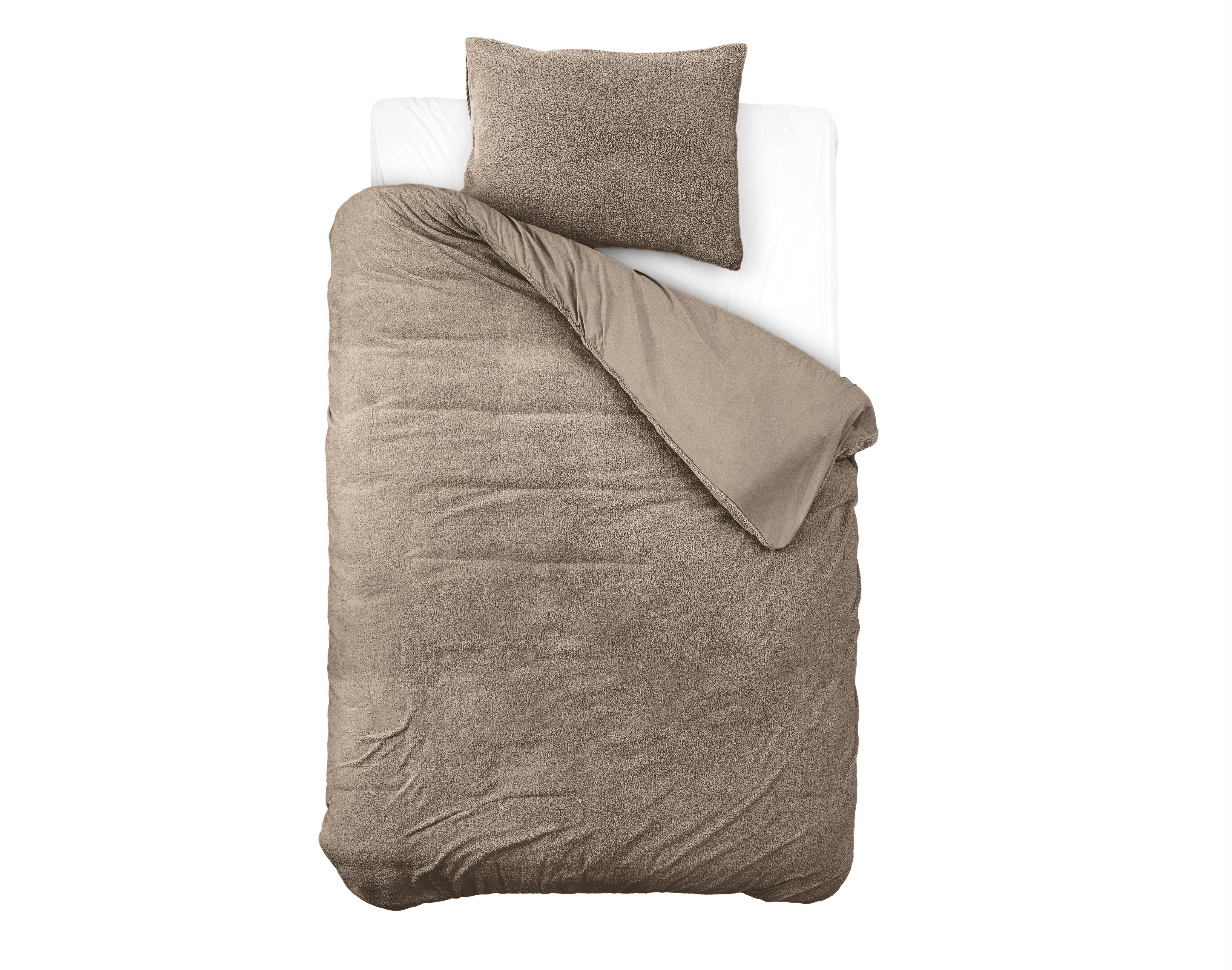 Teddy Cotton Duvet Cover Deep Taupe - Cooling underside - 100% breathable cotton - Cuddly night's sleep